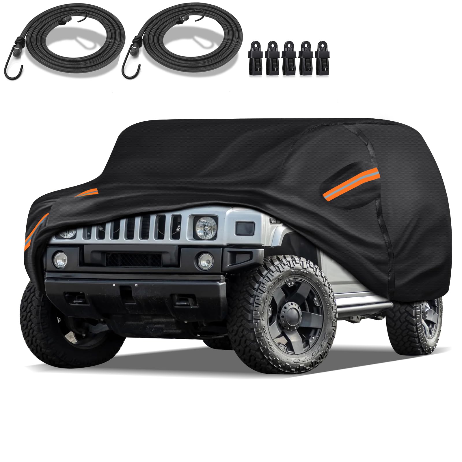 16-Layer Special Full Car Cover Fit for 2003-2009 Hu-mmer H2, Ultra Heavy 600D Oxford Cloth, All-Weather Protection Summer Sun Exposure and Winter Snow Rain Dust UV, Black