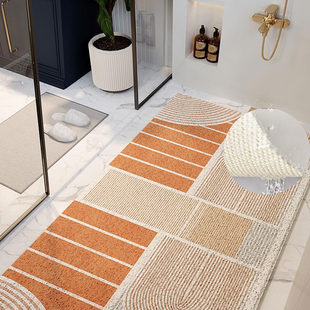 Alfombrilla de baño de PVC naranja 50x80cm de estilo minimalista