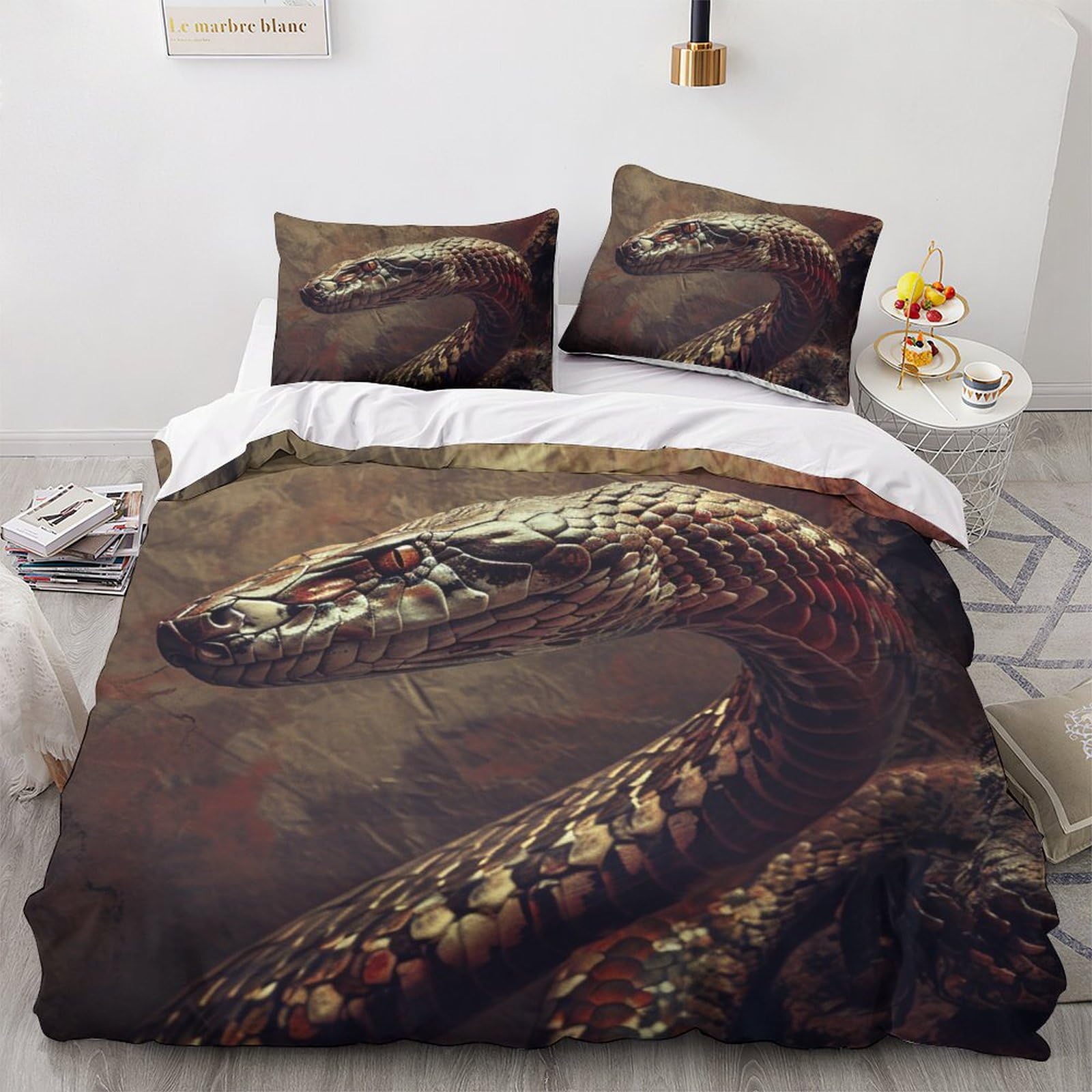 Parure housse de couette microfibre avec fermeture éclair pratique King