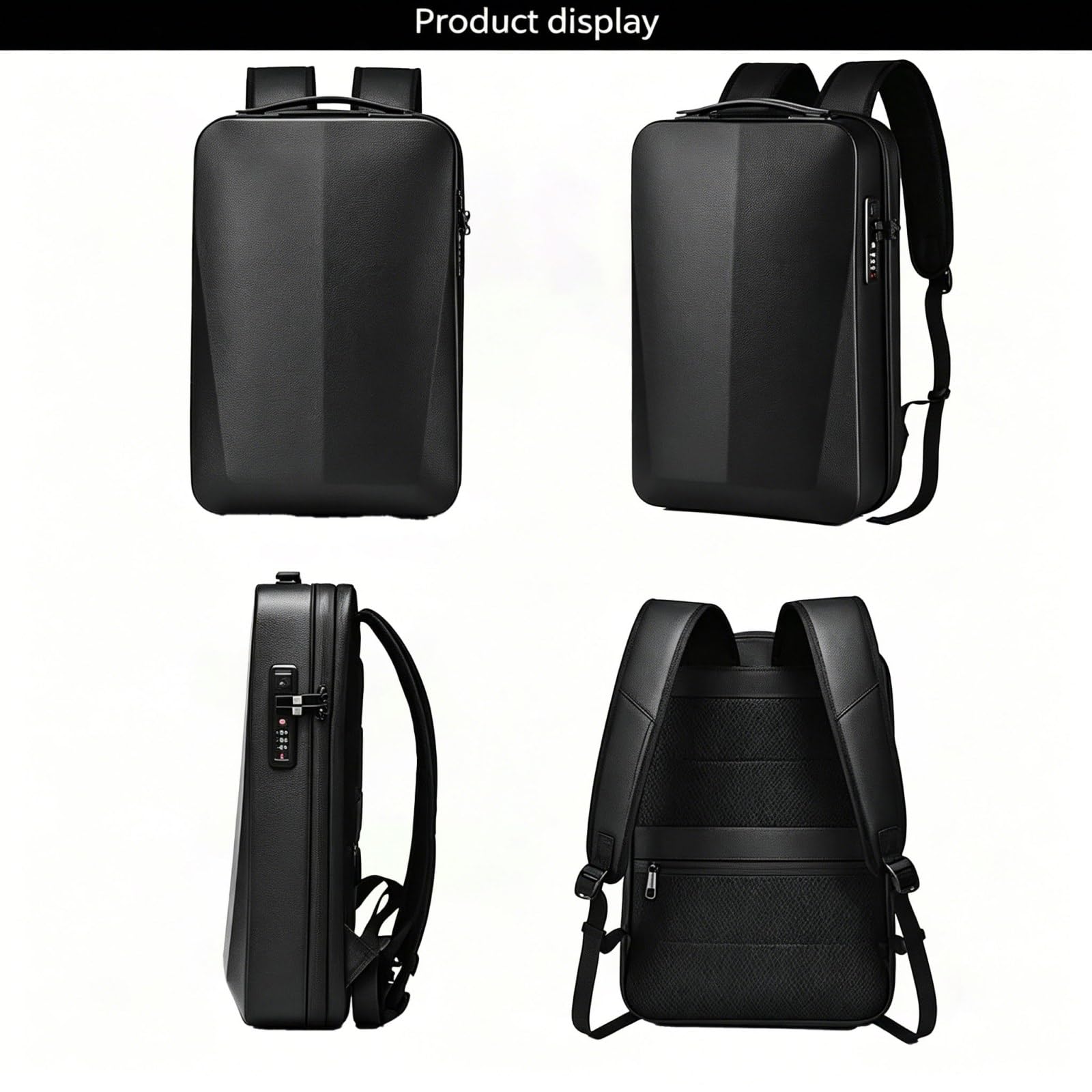 Plecak antykradzieżowy Torba USB dla mężczyzn Hardshell Laptop Pack Trip Męski plecak podróżny Hasło Blokada Torba na książki, Szary, 45x30x16cm, Biznes