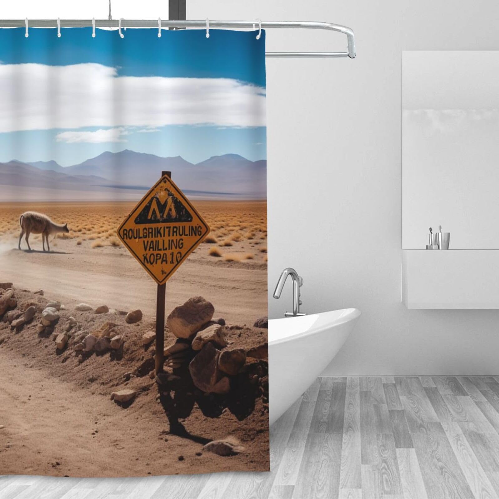 Rideau de douche d'hiver anti éclaboussures 183 cm motif lama avec 12 crochets