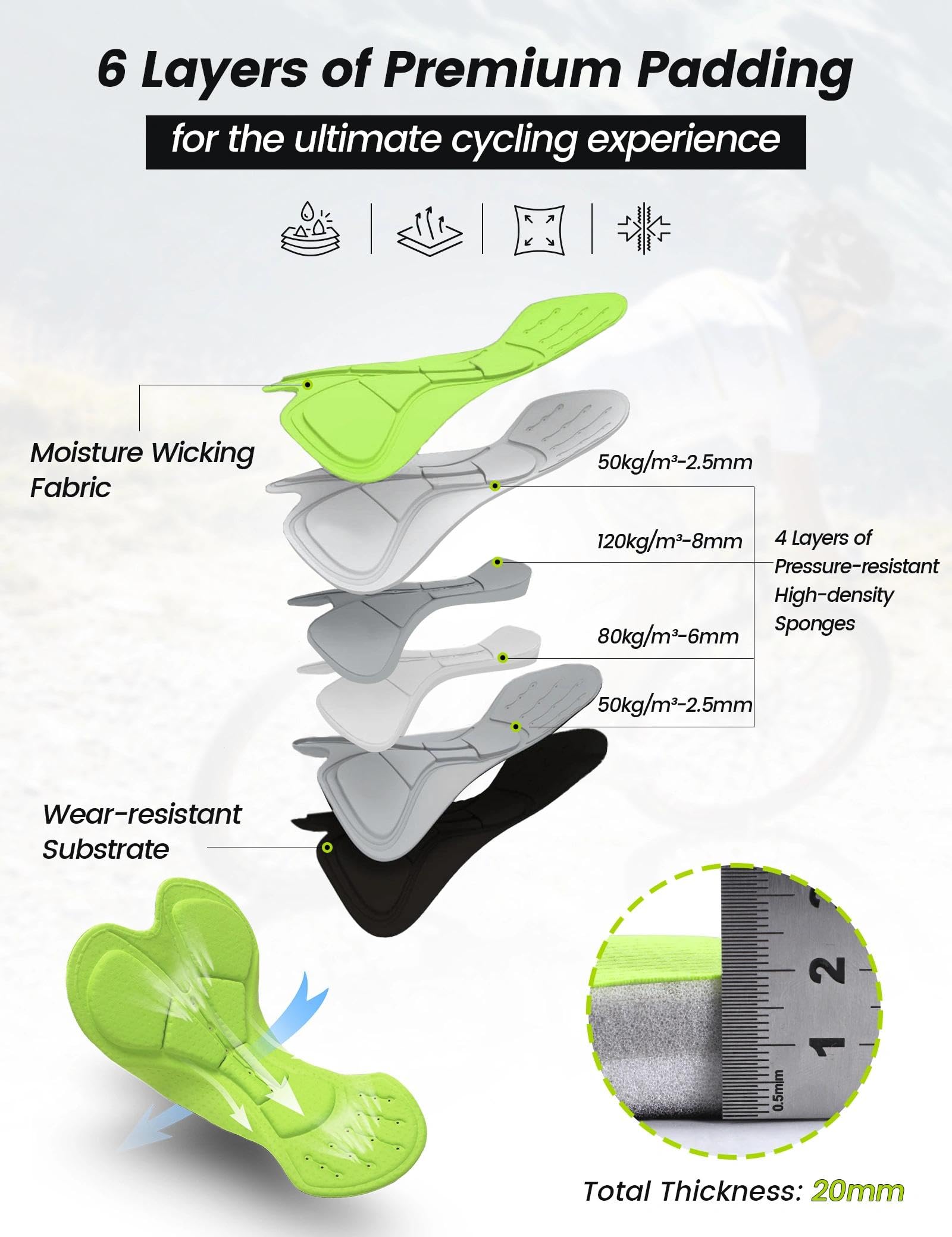 Nepest Pantaloni corti da mountain bike, da uomo, imbottiti, 4D, larghi, traspiranti, ad asciugatura rapida