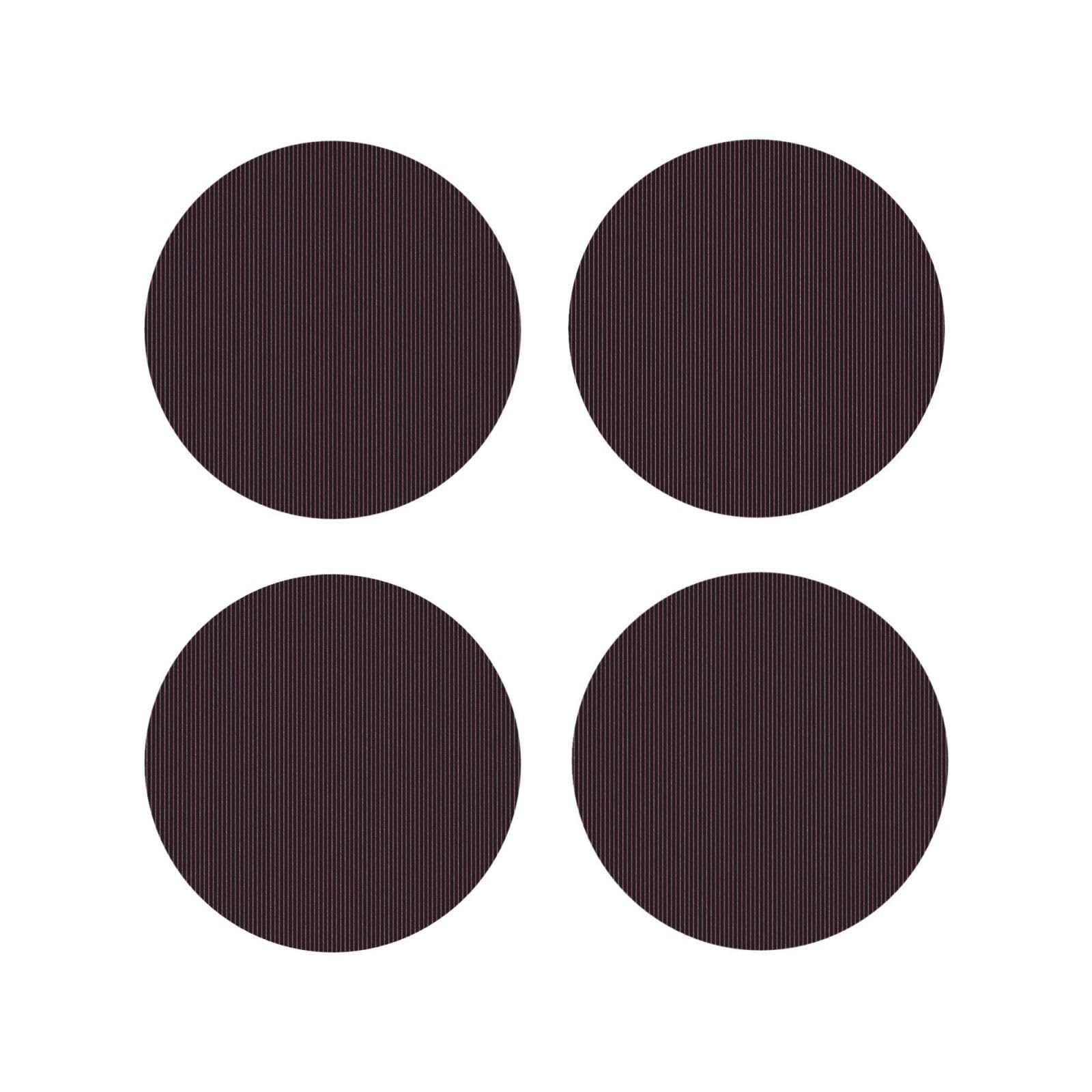 Leather Coasters Set of 4 - Dark Fine Stripe Print Lightweight Drink Coasters for Desk