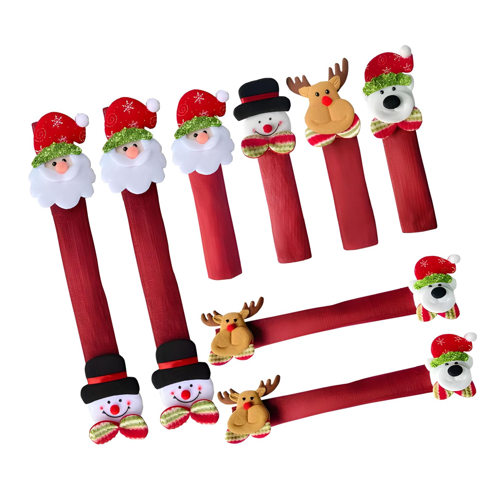 Tsophreniq Of 8 Christmas Themed Handle Covers with Decorative Design for Microwave and Refrigerator Easy Attachment Kitchen Santa Snowman Indoor Holiday Decor
