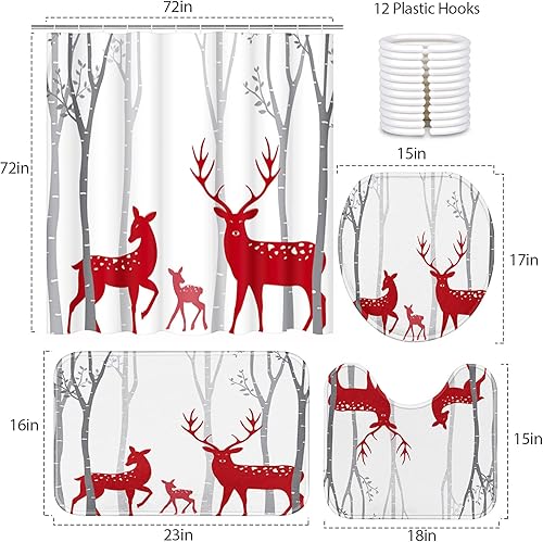 Miniatura 2 de Juego de cortinas de ducha de 4 piezas, con 12 ganchos, vacaciones marítimas en la playa, conchas rústicas con alfombras antideslizantes, cubierta