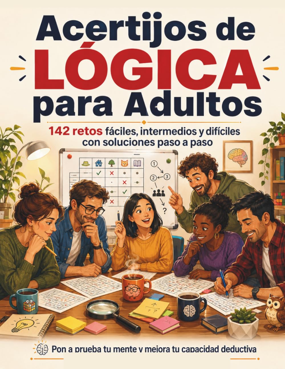 Acertijos de Lógica para Adultos: 142 retos fáciles, intermedios y difíciles con soluciones paso a paso. Pon a prueba tu mente y mejora tu capacidad deductiva.