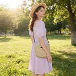 Women Small Summer Straw Beach Bag Boho Woven Crossbody Shoulder Handbags Purse for Holiday Travel Shopping