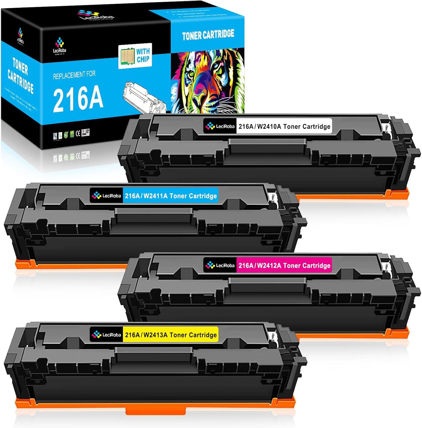LeciRoba 216A (con chip) per HP 216A W2410A W2411A W2412A W2413A cartucce toner per stampanti HP Color Laserjet Pro MFP M183fw M182nw M182n M155a M155nw (4)