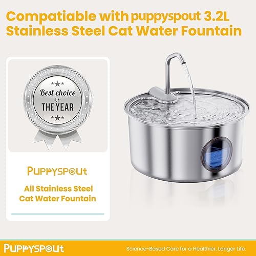 Miniatura 9 de Fuente de agua para gatos de acero inoxidable  Fuente de agua automática para gatos de 108 oz3.2 L para beber con 3 filtros, fuente de agua de metal