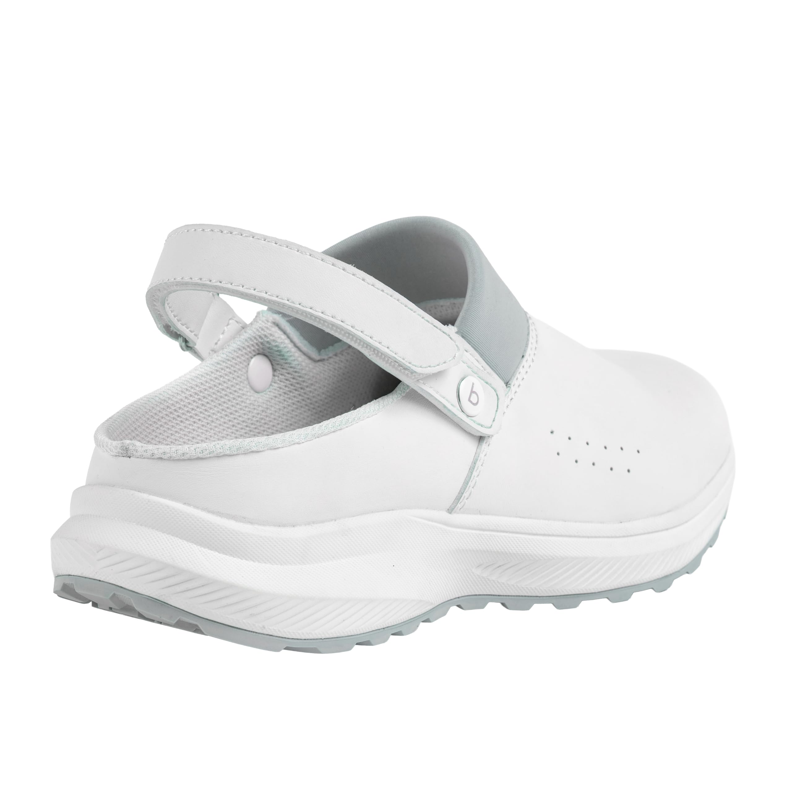 B-well Kai Zuecos médicos blancos – Zapatos de trabajo de enfermería para hombre y mujer, antideslizantes, anatómicos, suela de goma EVA, Blanco, 37