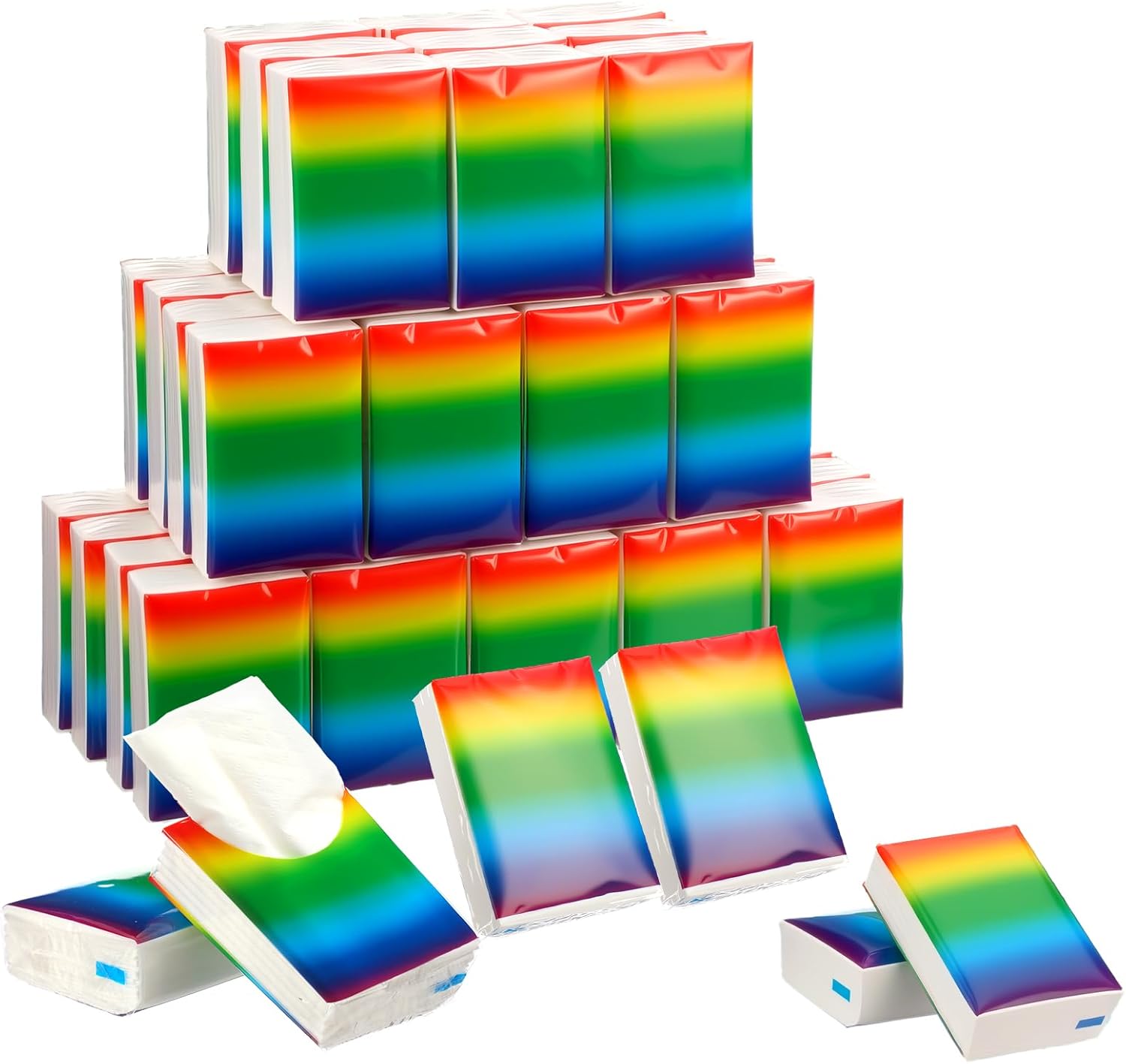 60 Pack Rainbow Pocket Facial Tissues Bulk 3-ply Pride Lgbtq Soft Travel Tissues Rainbow Party Favor for Trans Bi Lesbian Gay Pride Stuff Accessories Celebration Parades Party Supplies