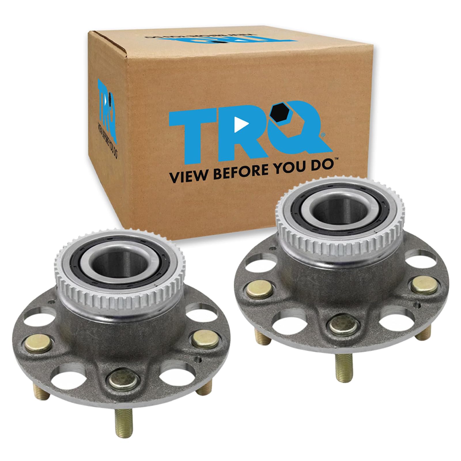 TRQ 2 Piece Rear Wheel Bearing &amp; Hub Assembly Set with ABS Sensor