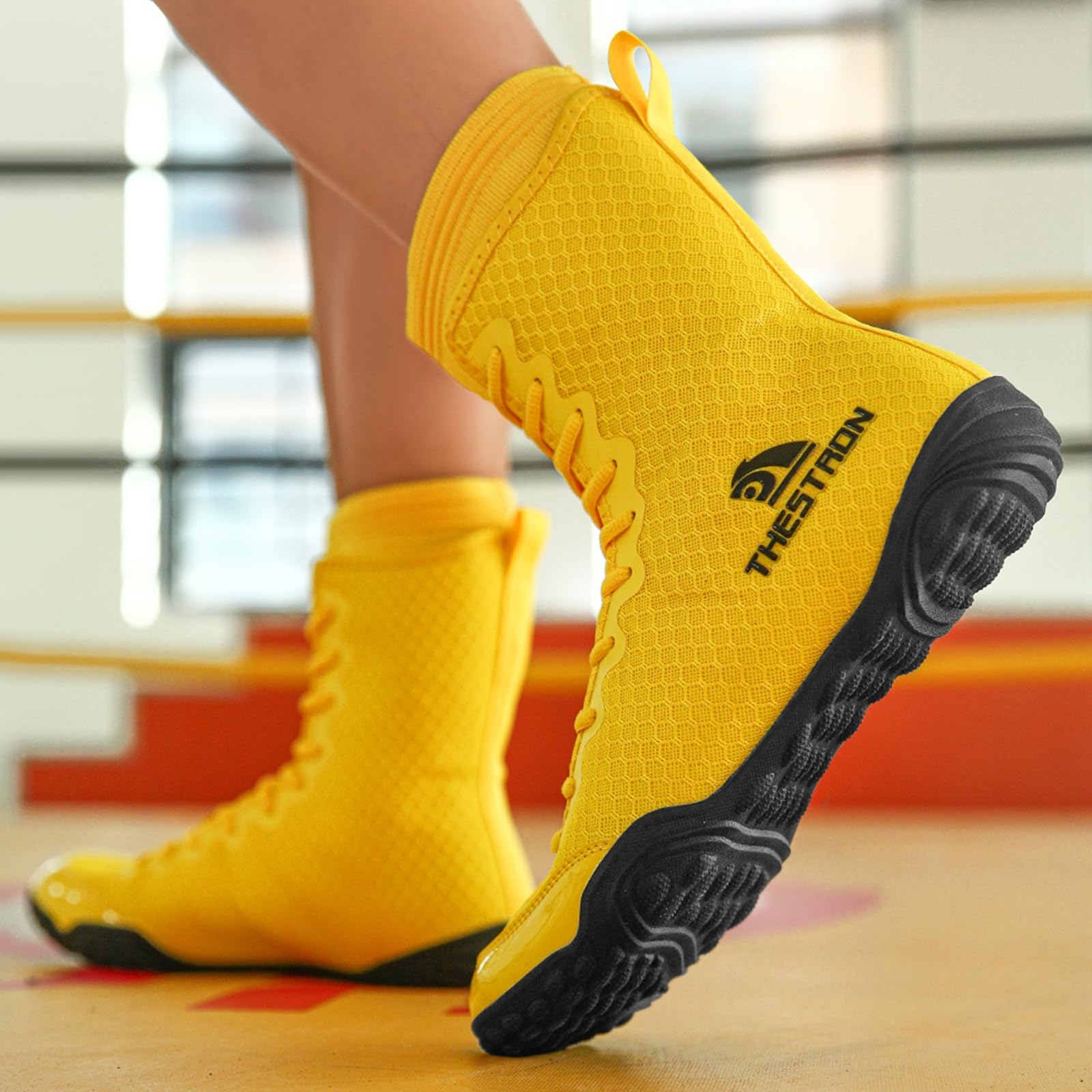 NGARY Botas De Boxeo Hombre, Zapatos De Lucha Unisex Mujeres Suela De Goma Zapatillas para Entrenar Artes Marciales Mixtas, Muay