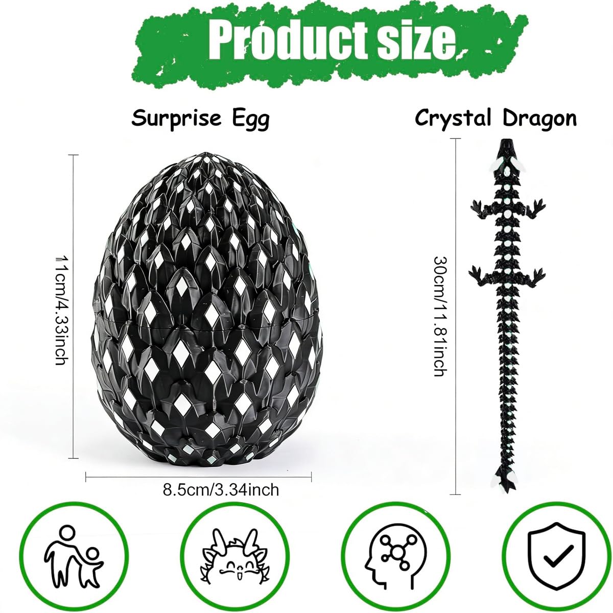 3D Printed Dragon Eggs with Dragon Inside, in The Dark Cool 3D Printer Articulated Animals Fidget Toy, Home Office Desk Decor - Image 2