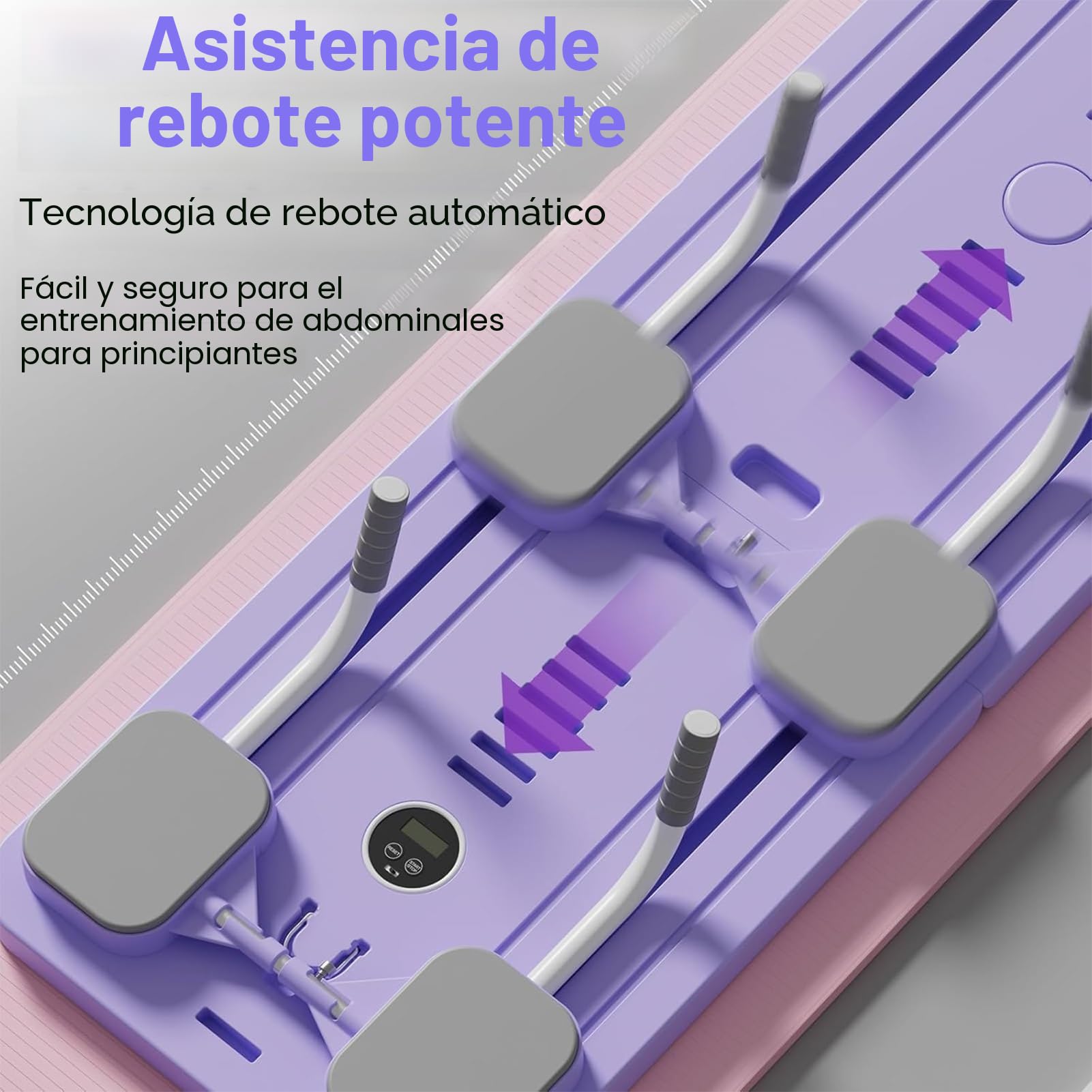 Pilates Board Compact Pilates Reformer Machine Set, Foldable AB Roller Wheel Rodillo Abdominales Exercise Board Rebote Automático Máquina de Ejercicio en Casa(Rosa sin Empuñadura)
