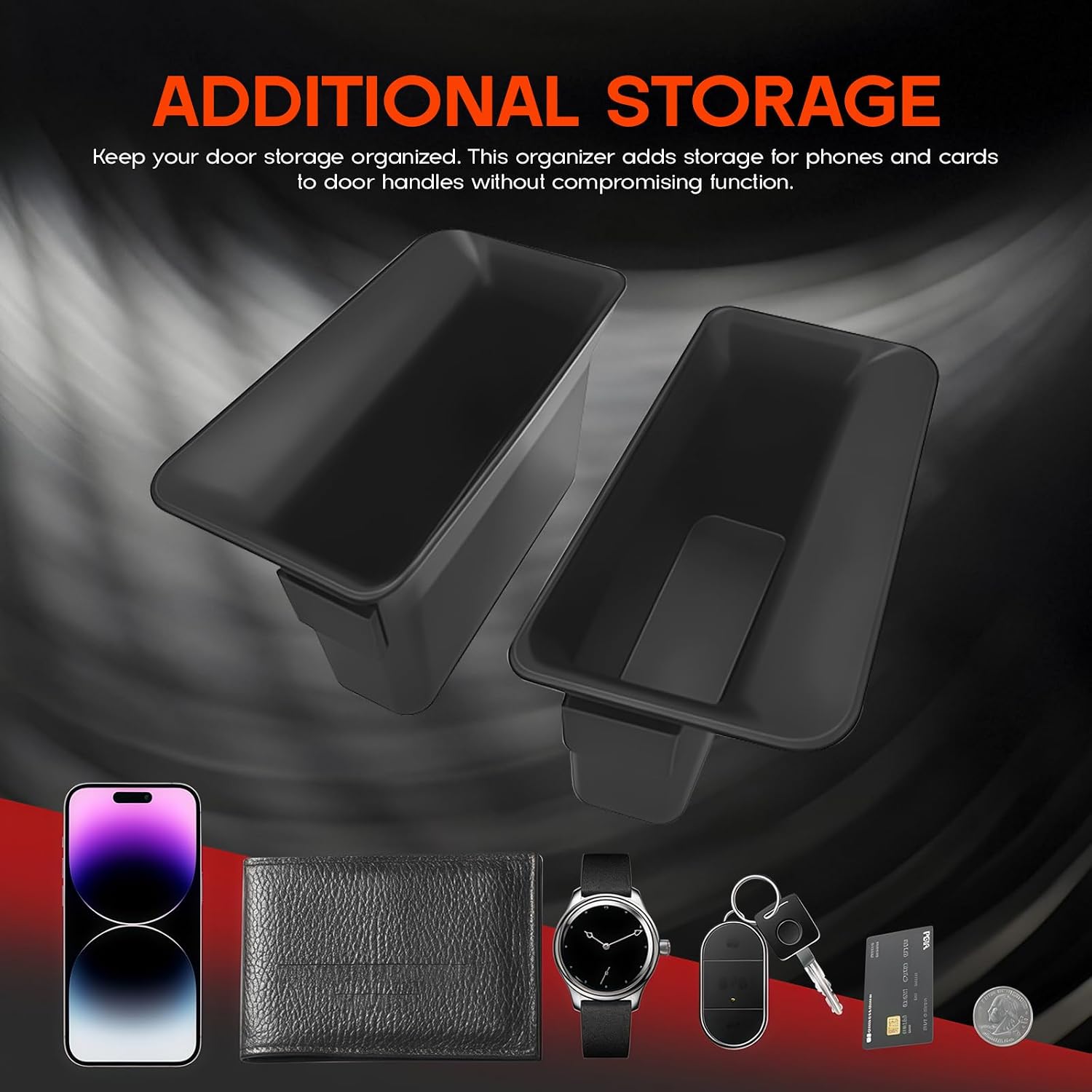 VW Golf 8 GTI MK8 2022-2023 Front Door Storage Box Organizer Tray Phone Container Accessories (2 Pack) image 3