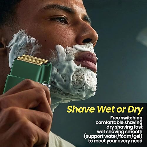 Miniatura 7 de Afeitadoras eléctricas de aluminio para hombres, maquinilla de afeitar eléctrica de 3 velocidades para hombres, cuchillas flotantes dobles de alta
