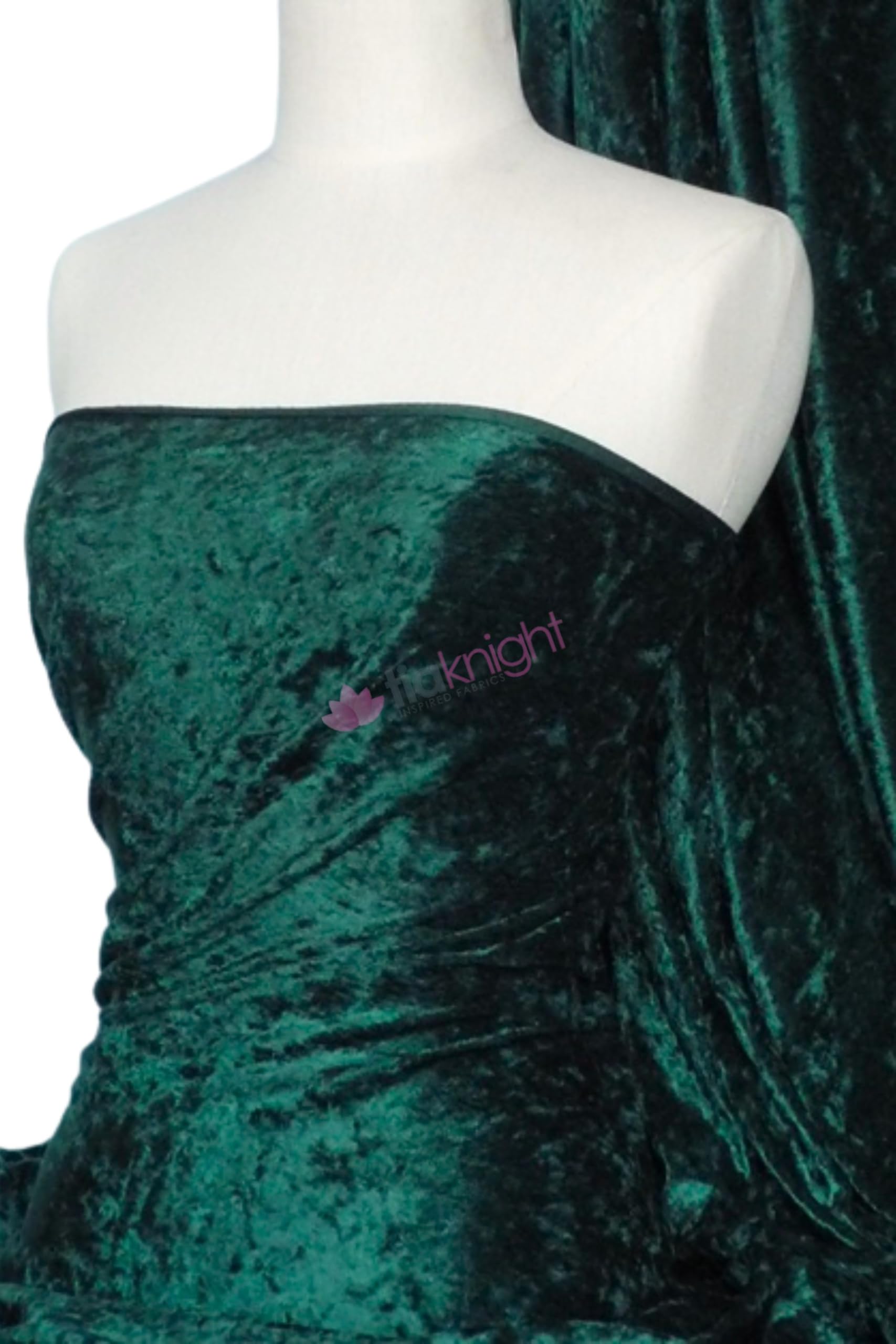 Tia Knight Bottle Green Crushed Velvet Stretch Material | Soft Furnishing, Craft Velour & Dressmaking Fabric | Same Day Dispatch | Sold By The Metre | By Q156 (Bottle Green)