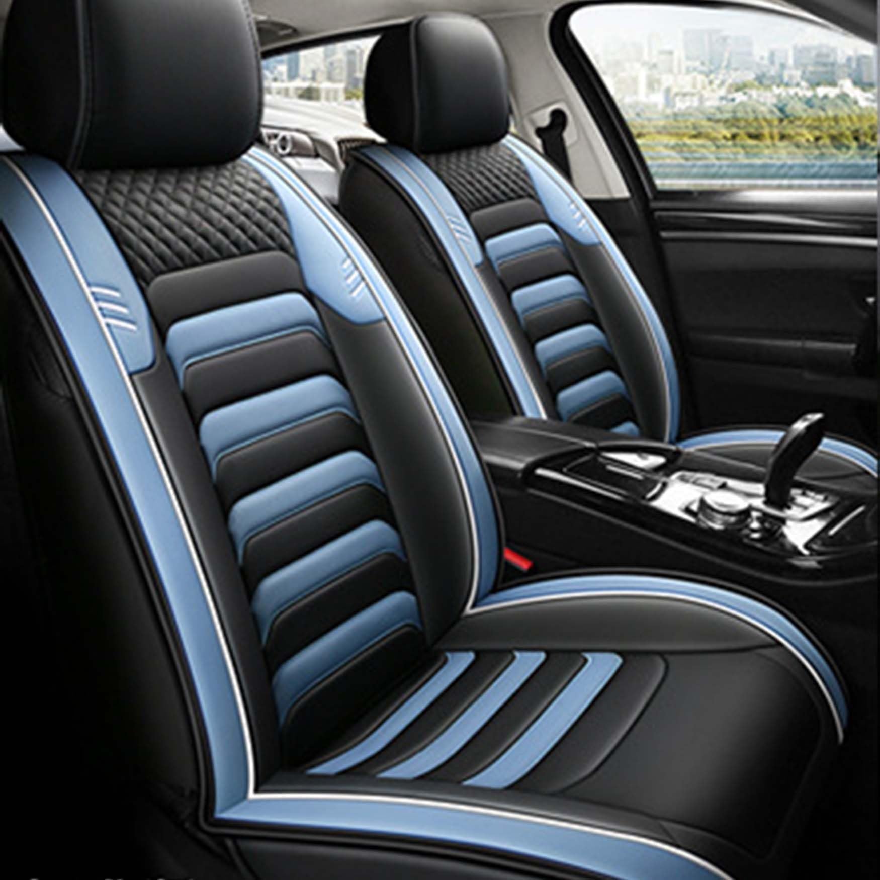 Housse de siège auto en cuir noir bleu pour VW Passat et Jetta