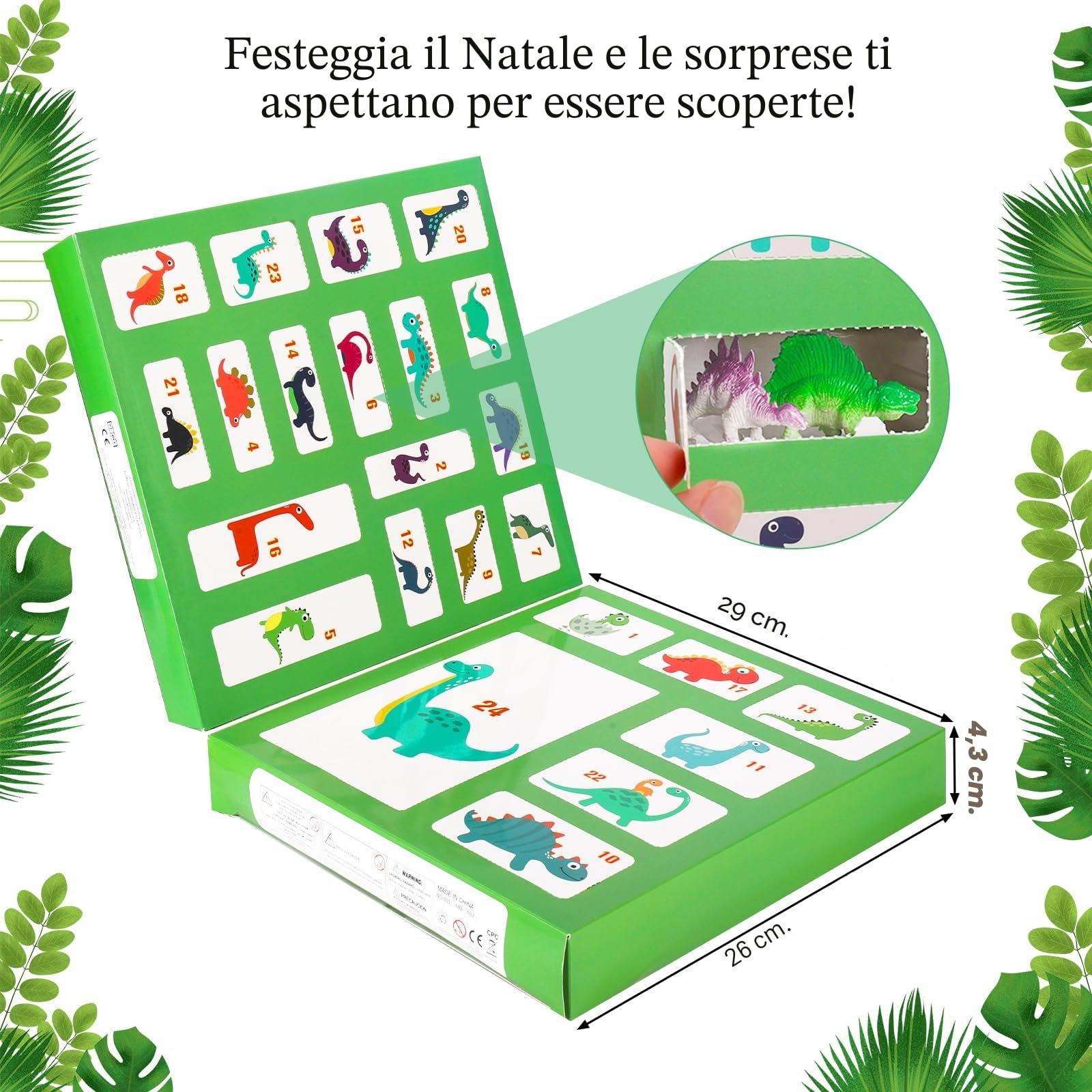 Calendario avvento 2025, Calendario dell'Avvento dei Dinosauri per Bambini - 24 Giorni di Sorprese con Mappa, Dinosauri, Uova e Veicoli, Giocattoli Educativi per bambini a partire dai 4 anni in su