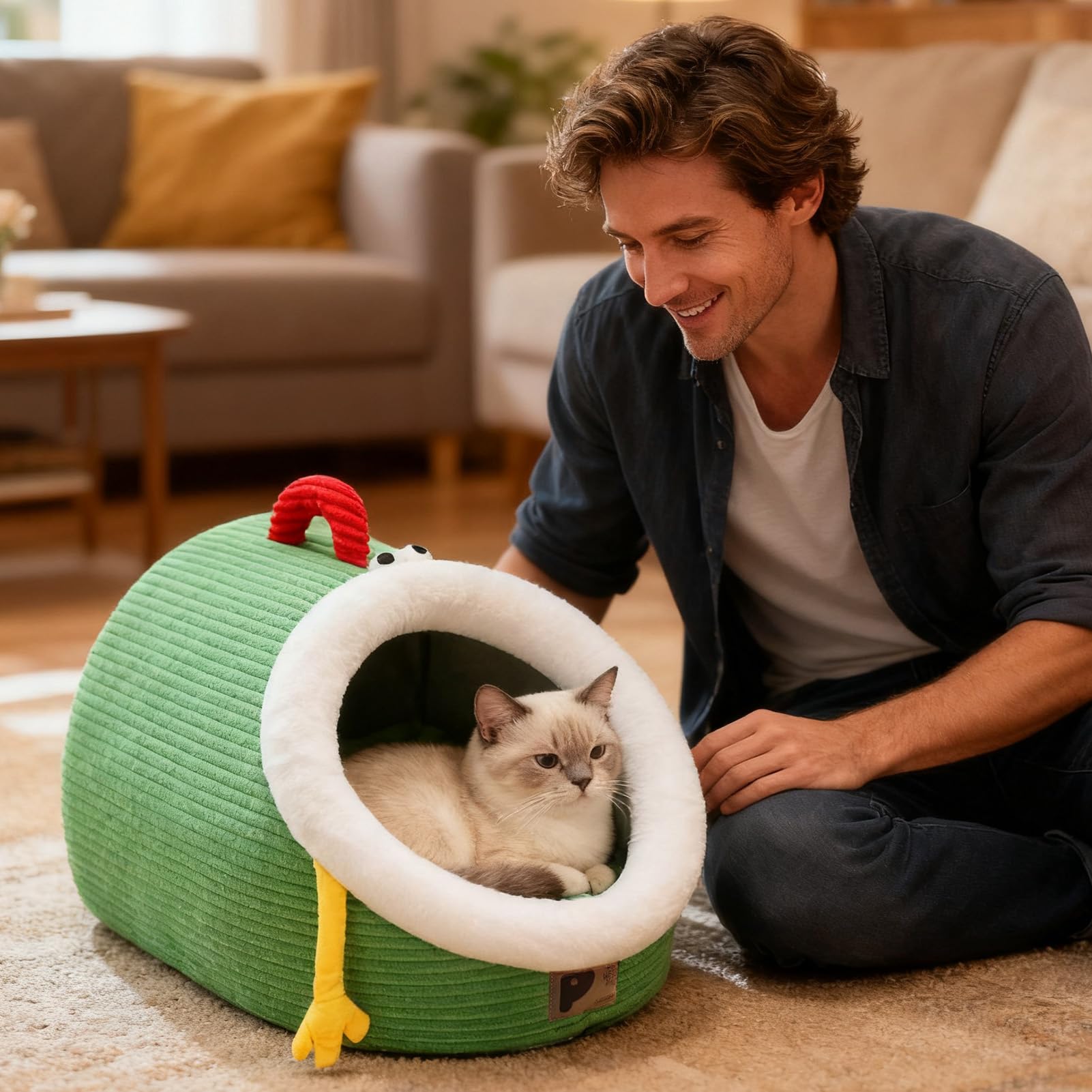 Caseta para gatos manta, cama cerrada para gatos | Suave caseta con diseño | de abierta y extraíble lavable, para animales domésticos pequeños, cachorros, invierno sueño en casa