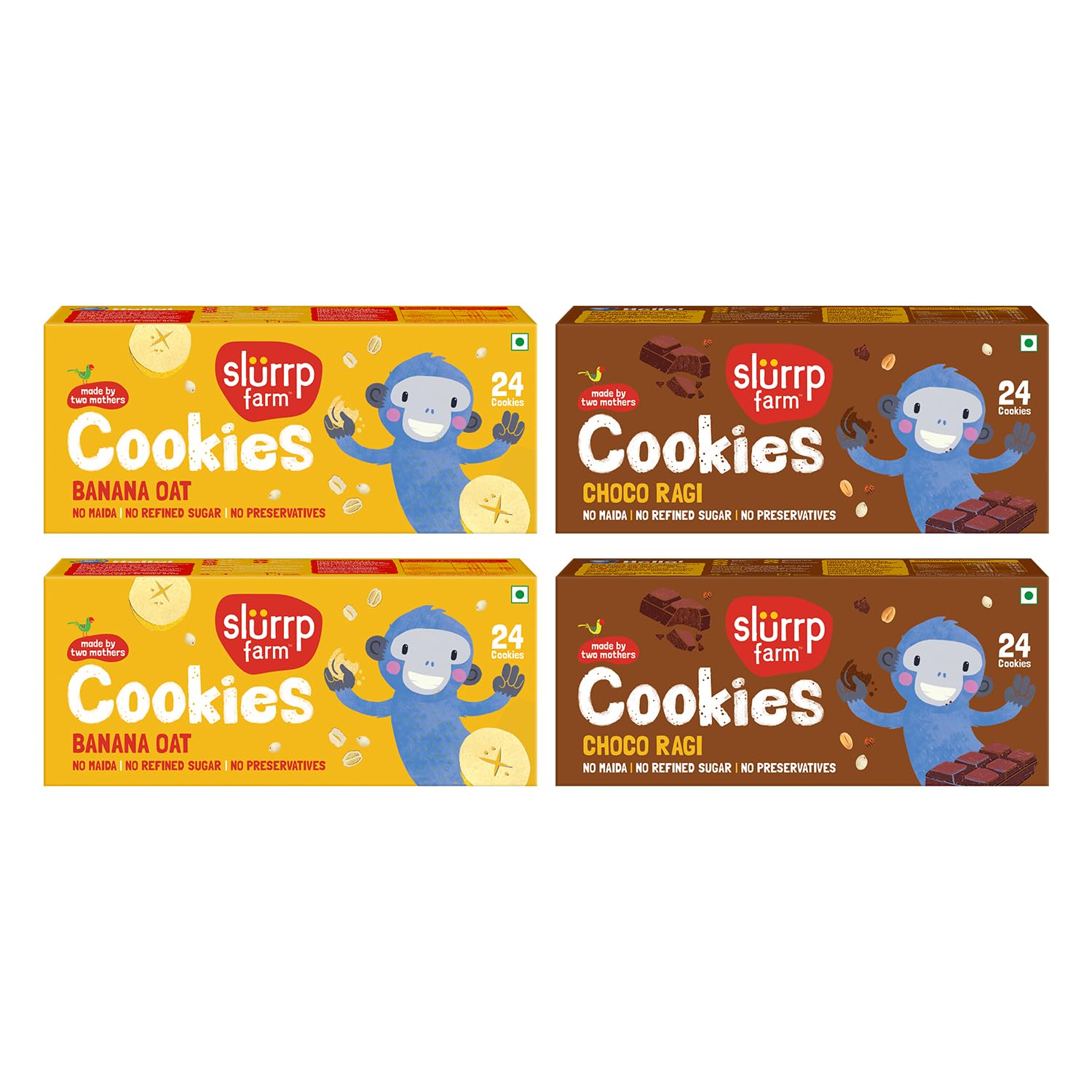 Slurrp Farm No Maida No Refined Sugar Banana Oat and Choco Ragi Cookies | Healthy Cookies Made With Multigrains | Pack of 4 x 80g (B0DG8SY2CK) Amazon Price History, Amazon Price Tracker