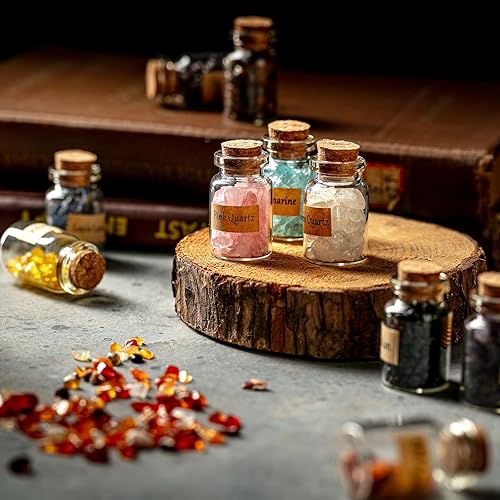 Miniatura 5 de KHOCOEE 24 botellas de piedras preciosas y piedras curativas botellas de cristales curativos de chakras juego de piedras preciosas Wicca cristales