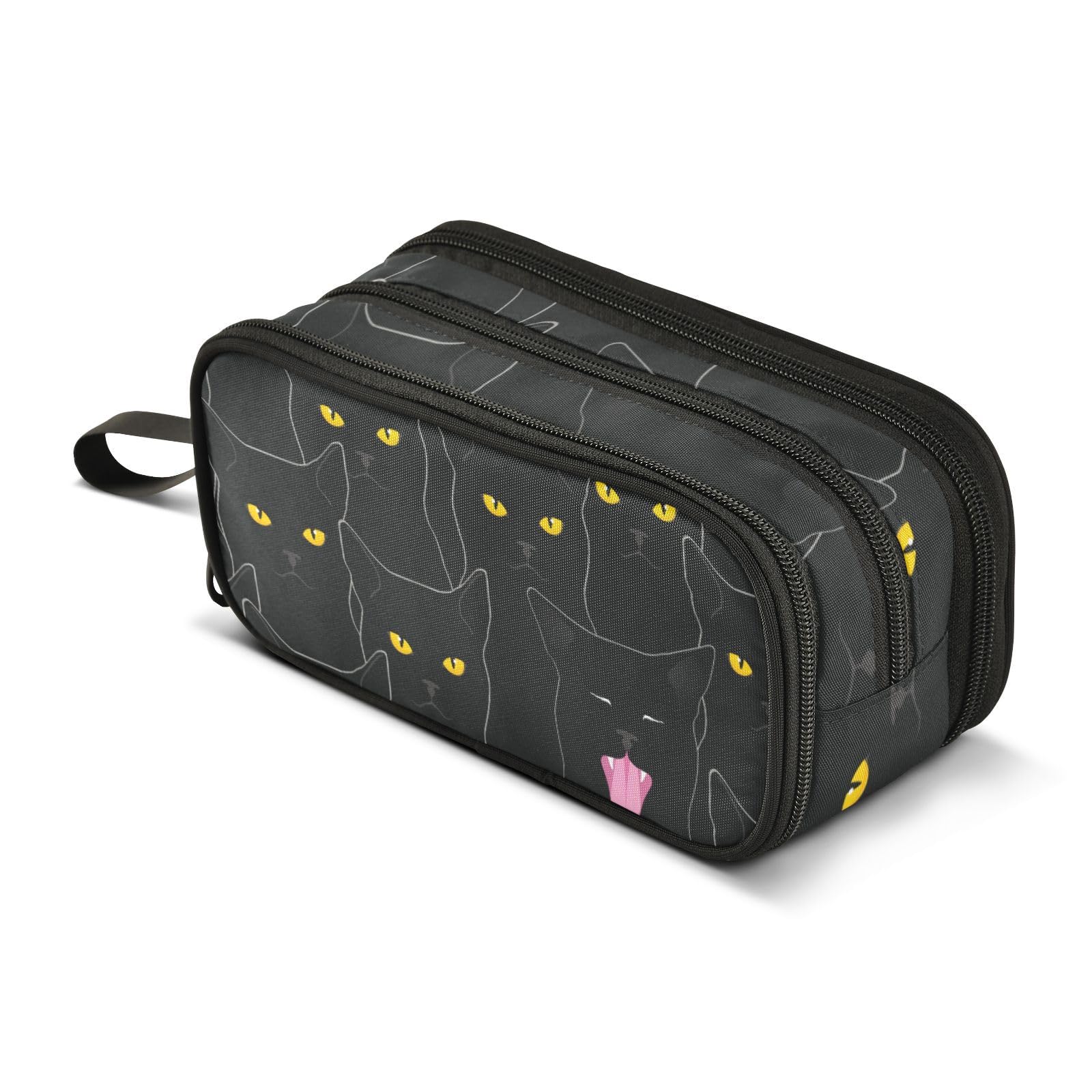 ISAOA Big Capacity Pencil Cases Cute Black Cats Kitten Pouch Bag Large Pen Bag Stationery Bag for Girls Boys Adults Student