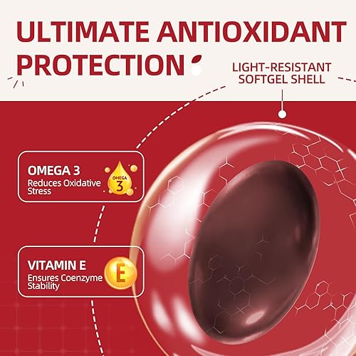 Miniatura 6 de CoQ10-400mg-Cápsulas blandas con PQQ y Omega 3, coenzima de máxima absorción Q10, potente antioxidante para la salud del corazón y producción de