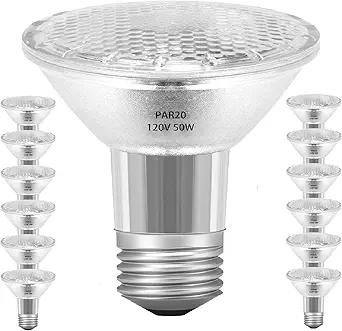 Par20 Halogen Floodlight Bulb 120V 50W, Par20 Flood Bulb 50 Watt 120V, 12 Pack Dimmable Reflector Par20/FL25 Halogen Bulb Warm White 2800K E26 Base for Recessed Can 4-in,Hood Range Light Bulbs