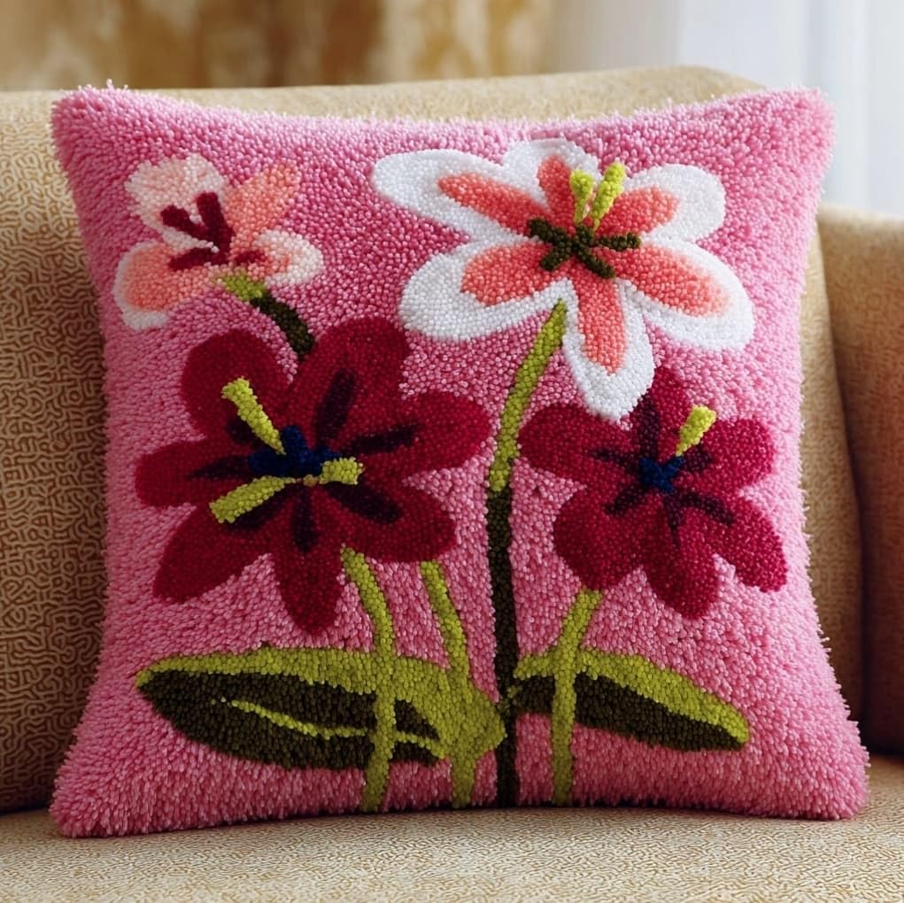 AxiangziK Latch Hook Pillow Case Kits,Lily