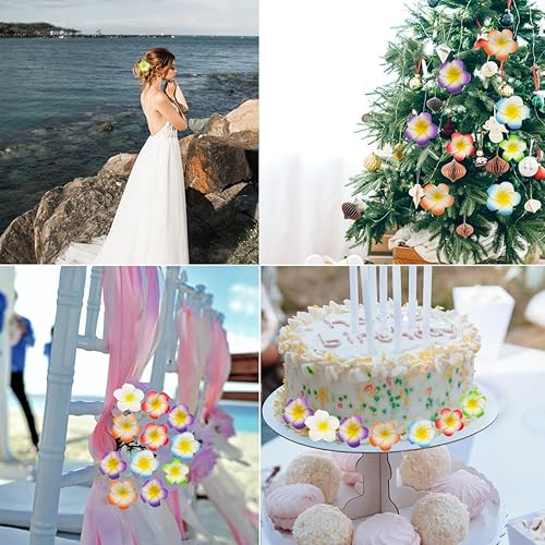 Miniatura 6 de 40 piezas de 1.6 pulgadas de espuma artificial hawaiana de plumeria para el cabello, decoración de playa para novia, boda, fiesta, playa, 4 colores