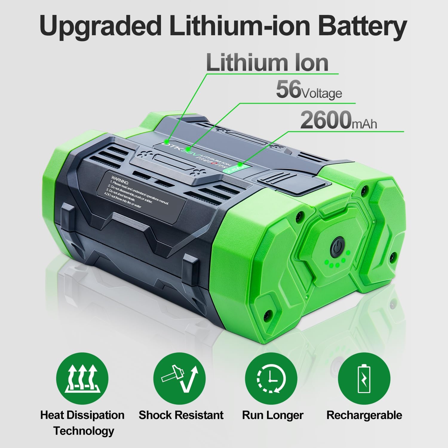 DTK 56V 2.6Ah Lithium-ion Battery features