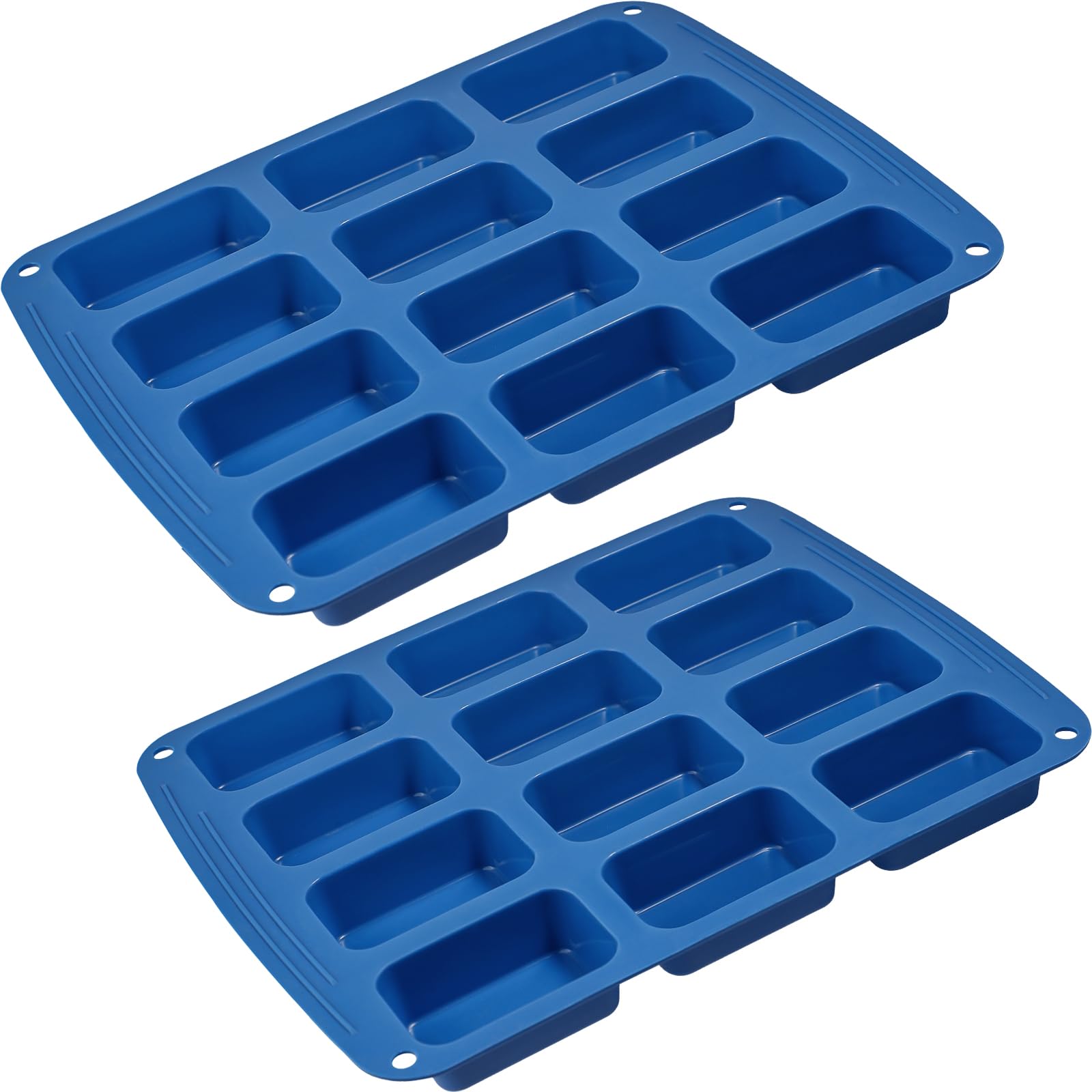 Webake Silicone Mini Loaf Pan, Rectangular Bar Mold For Cornbread, Soap, Candy, Bread Baking, Butter, Granola Snacks - Blue