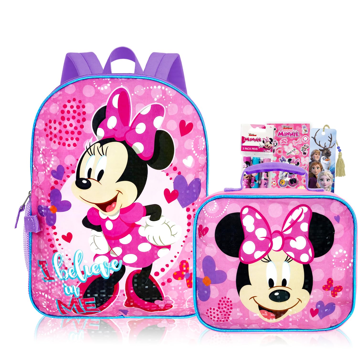 Disney Minnie Mouse Backpack with Lunch Box for Girls 5 Pc 