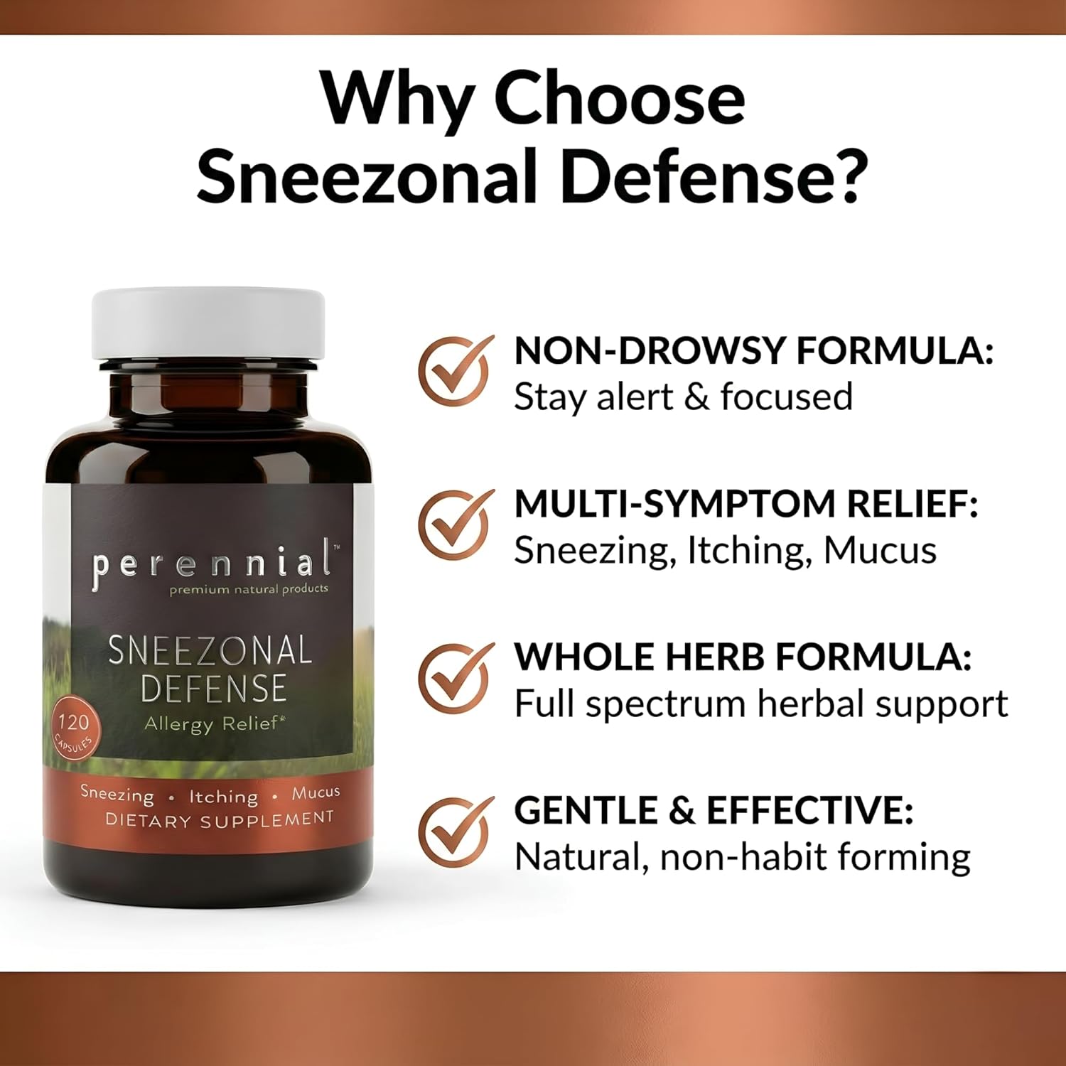 Sneezonal Defense Allergy Relief Formula – Natural Herbal Supplement for Seasonal Allergy Support and Immune Health – 120 Vegetarian Capsules, Non-GMO, Gluten-Free