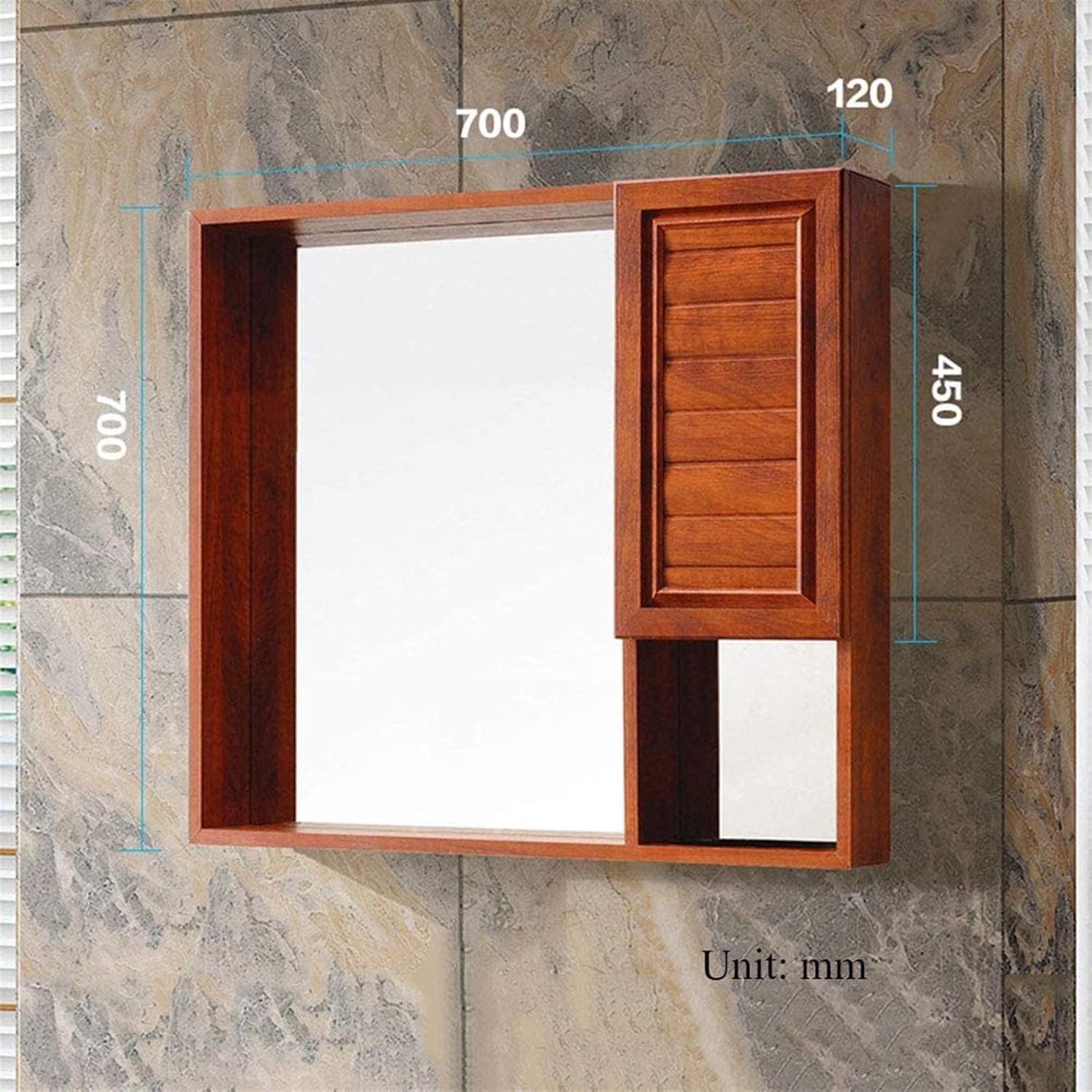 Mirrors for Bathroom 27.5"X27.5"X4.7"Modern Simple Space Aluminum Bathroom Mirror Cabinet WallMounted Vanity Mirror Storage Cabinet with Mirror (Apple Red Wood Grain)