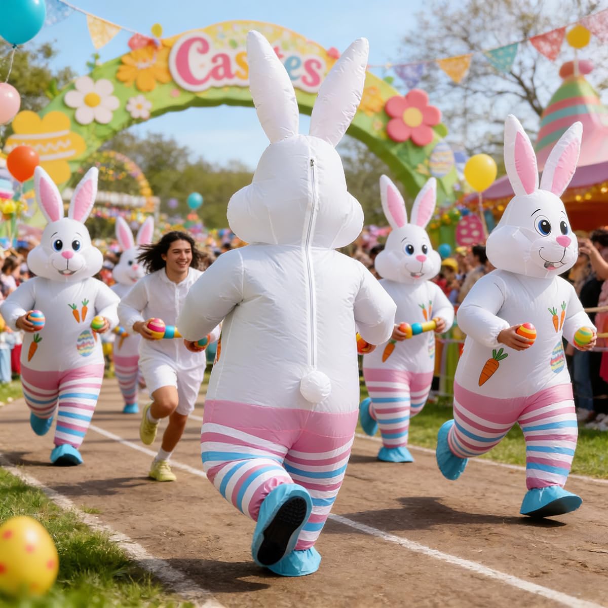 Easter Bunny Costume Adult Inflatable Rabbit Costume Blow up Suit Fancy Dress for Adult Men Women - Image 8