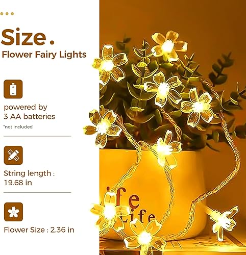 Miniatura 4 de Bamworld - Soporte con guirnalda de luces de flores para plantas de interior, estante de madera de 3 niveles para 7 macetas, para sala de estar,