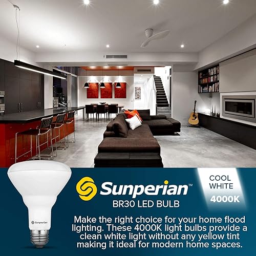 Miniatura 9 de SUNPERIAN Bombilla LED BR30, 8.5 W  65 W, luz diurna de 5000 K, 800 lúmenes, bombillas de luz de inundación regulables para latas empotradas,