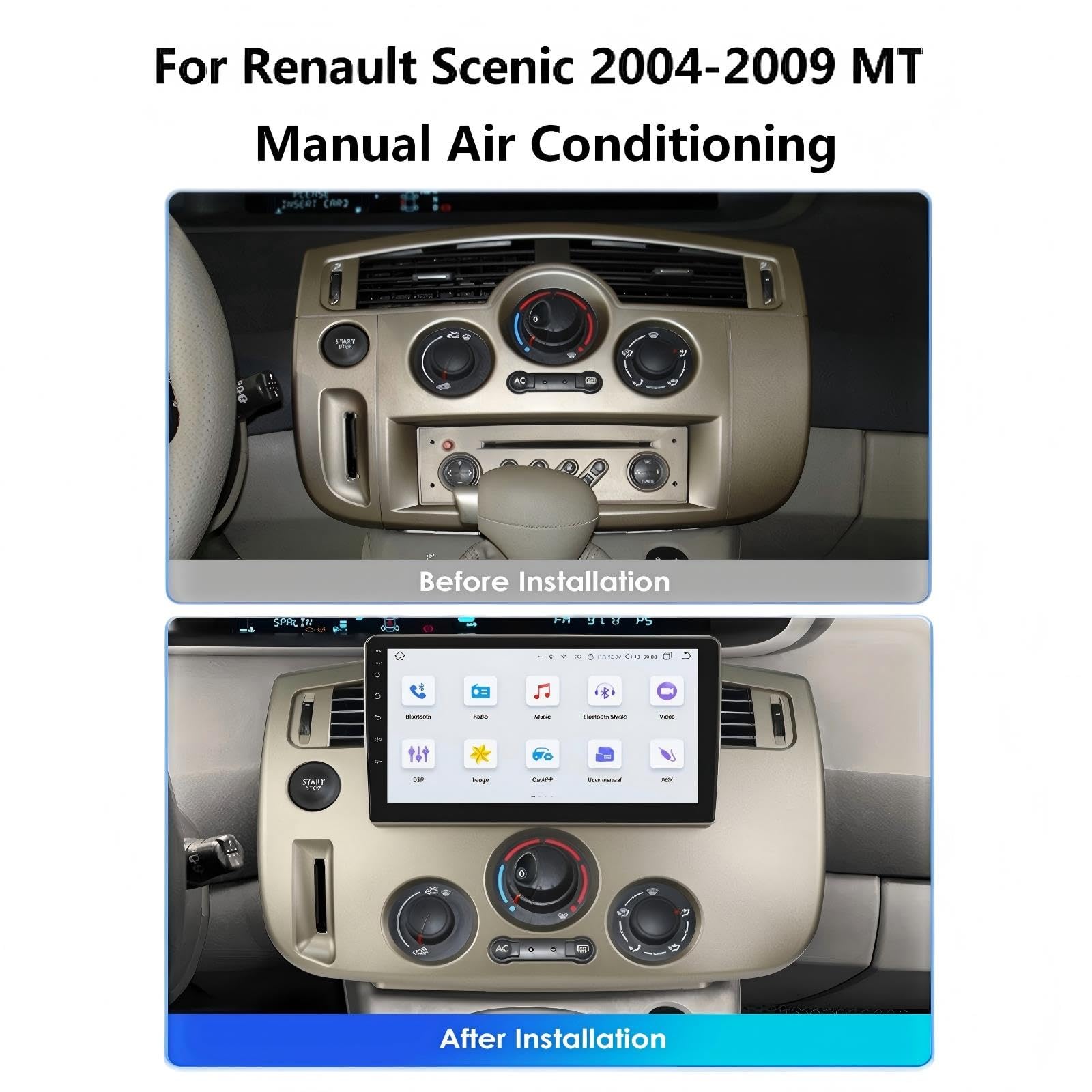 Autorradio para Renault Scenic 2004-2009 MT Aire Acondicionado Manual