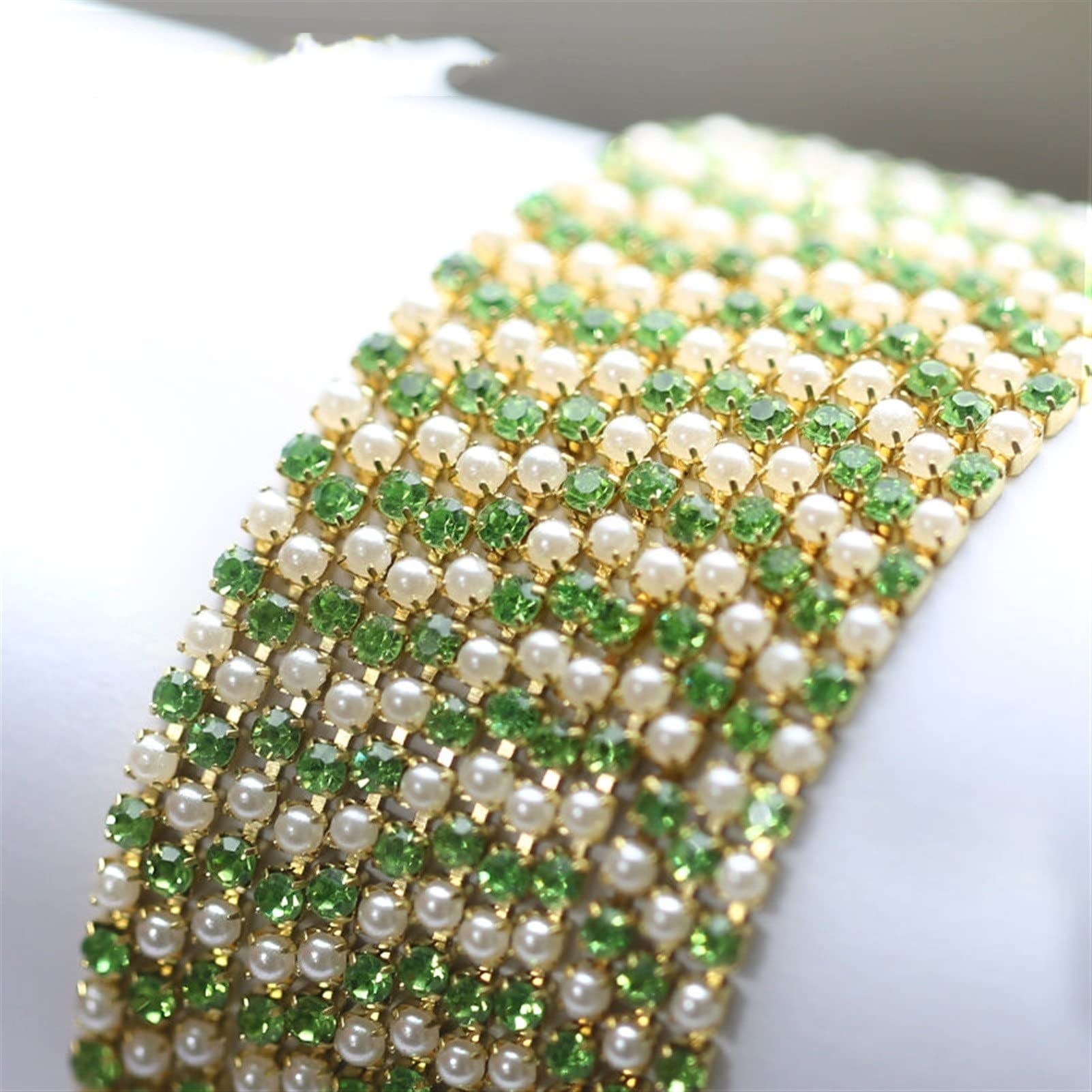 Chaîne de strass en perles 2/10 yards pour couture DIY et customisation de vêtements