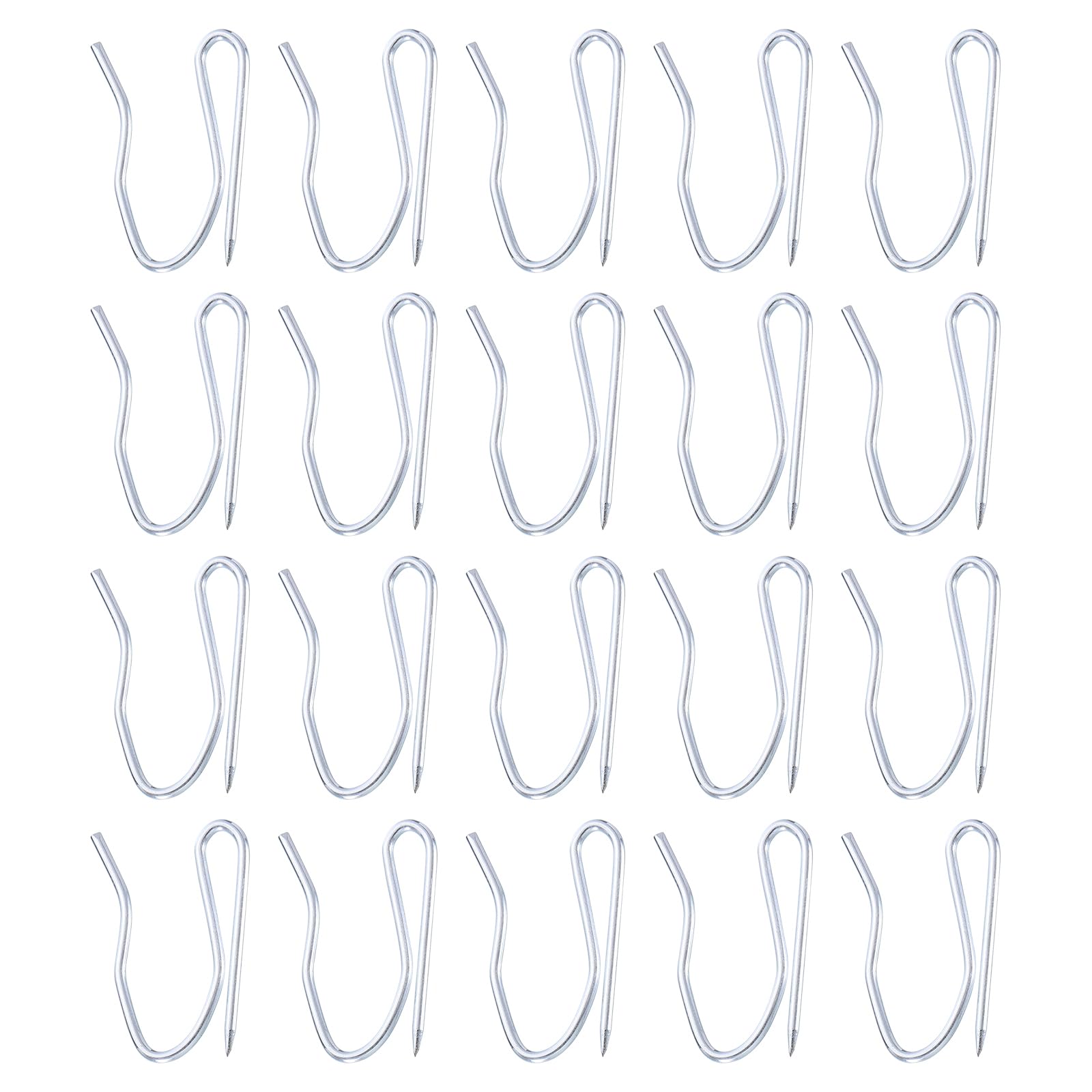 uxcell 58Pcs Metal Curtain Hooks, Rustproof Offset Pin-on Drapery Hanging Hooks, Curtain Ring for Window Curtain, Door Curtain and Shower Curtain, Silver