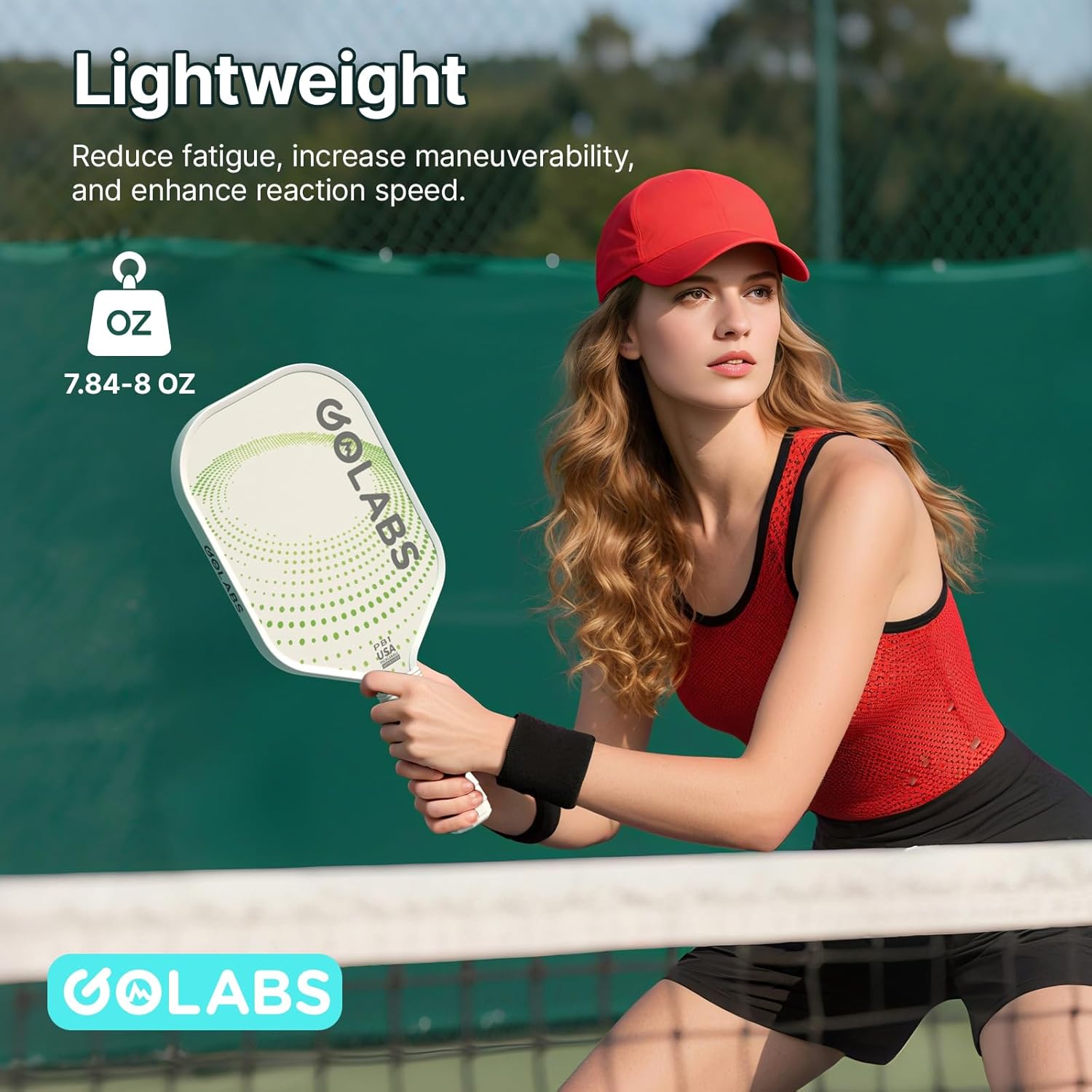Golabs PB1 Pickleball Paddles Set of 2, Durable Fiberglass Surface& 16mm STR-Core Power Polymer Core, USAPA Approved, 8oz Lightweight & Comfort Anti-Slip Elongated Grip for Increased Power and Spin