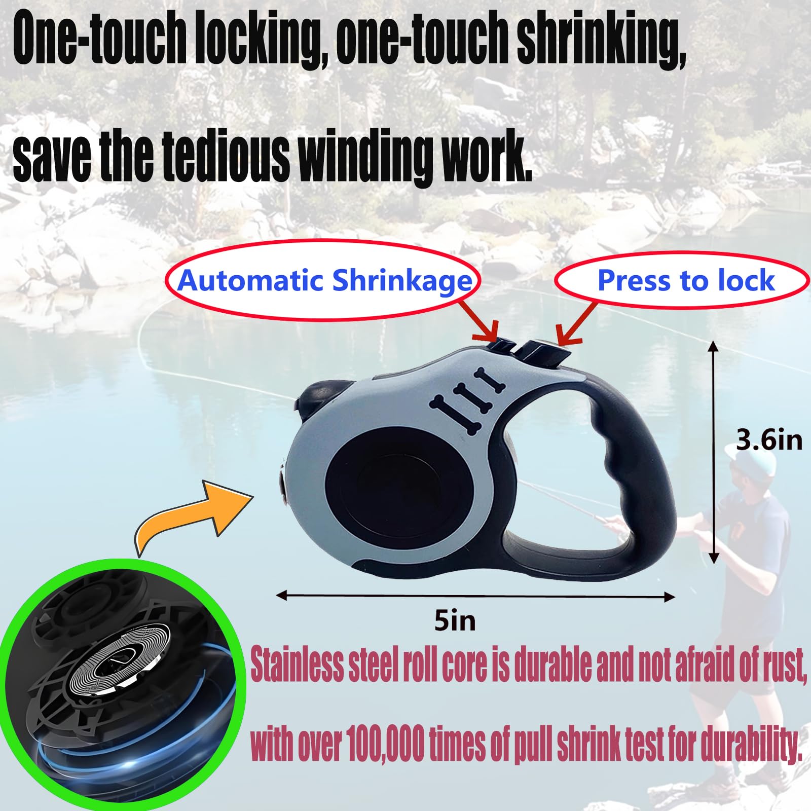 DANGONGLI Fish Stringer with Reel Hurricane Stringer with 10 Stainless Steel Snaps Chain Stringer Foam Fishing Float, Lures, Baits, Ice Spearing Equipment Multi-Tools