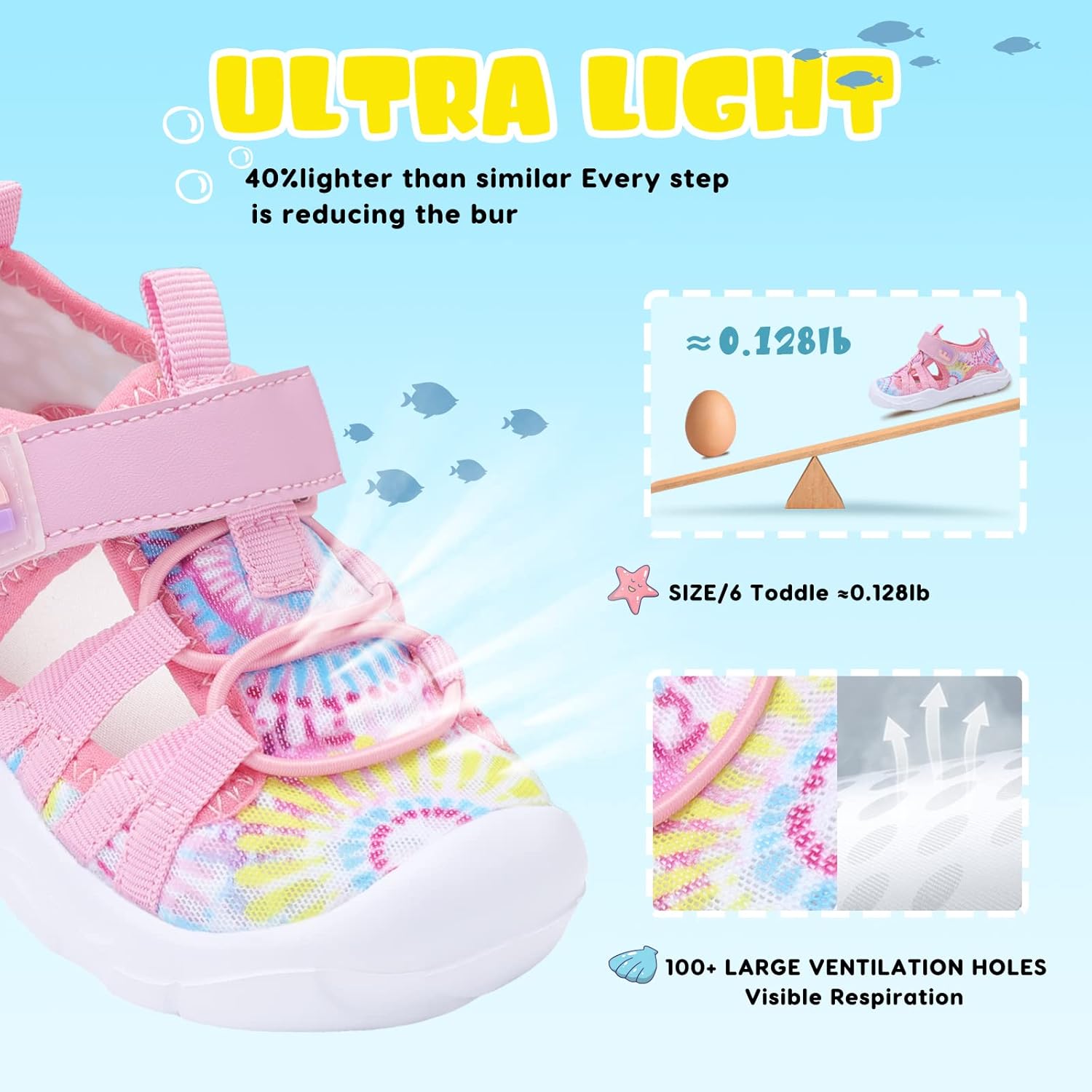 JOINFREE Toddler Boys Girls Water Shoes Breathable Qucik Dry Sport Beach Sandals Lightweight Barefoot Flexible - Image 3