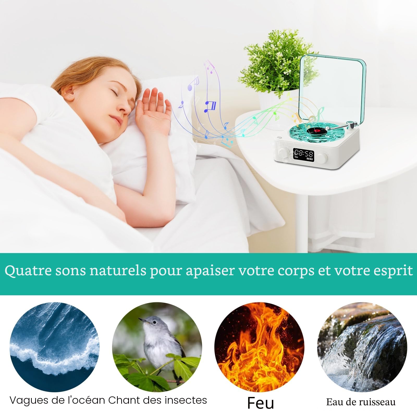 Waves Lecteur Vinyle Aqua Avec Haut-Parleur Bluetooth - Platine Vinyle Vintage Compatible Bluetooth