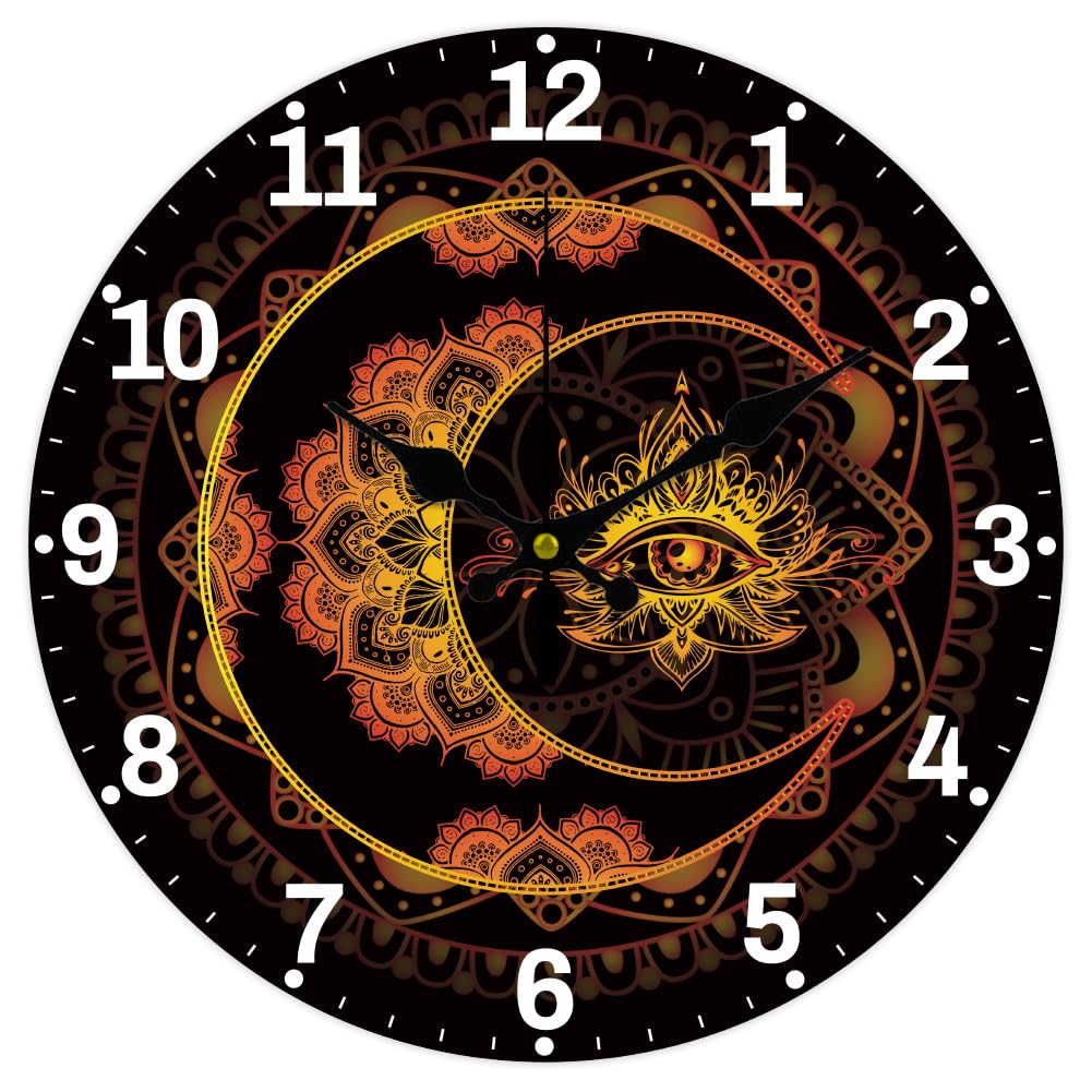 Horloge murale dorée de haute précision au design mandala raffiné