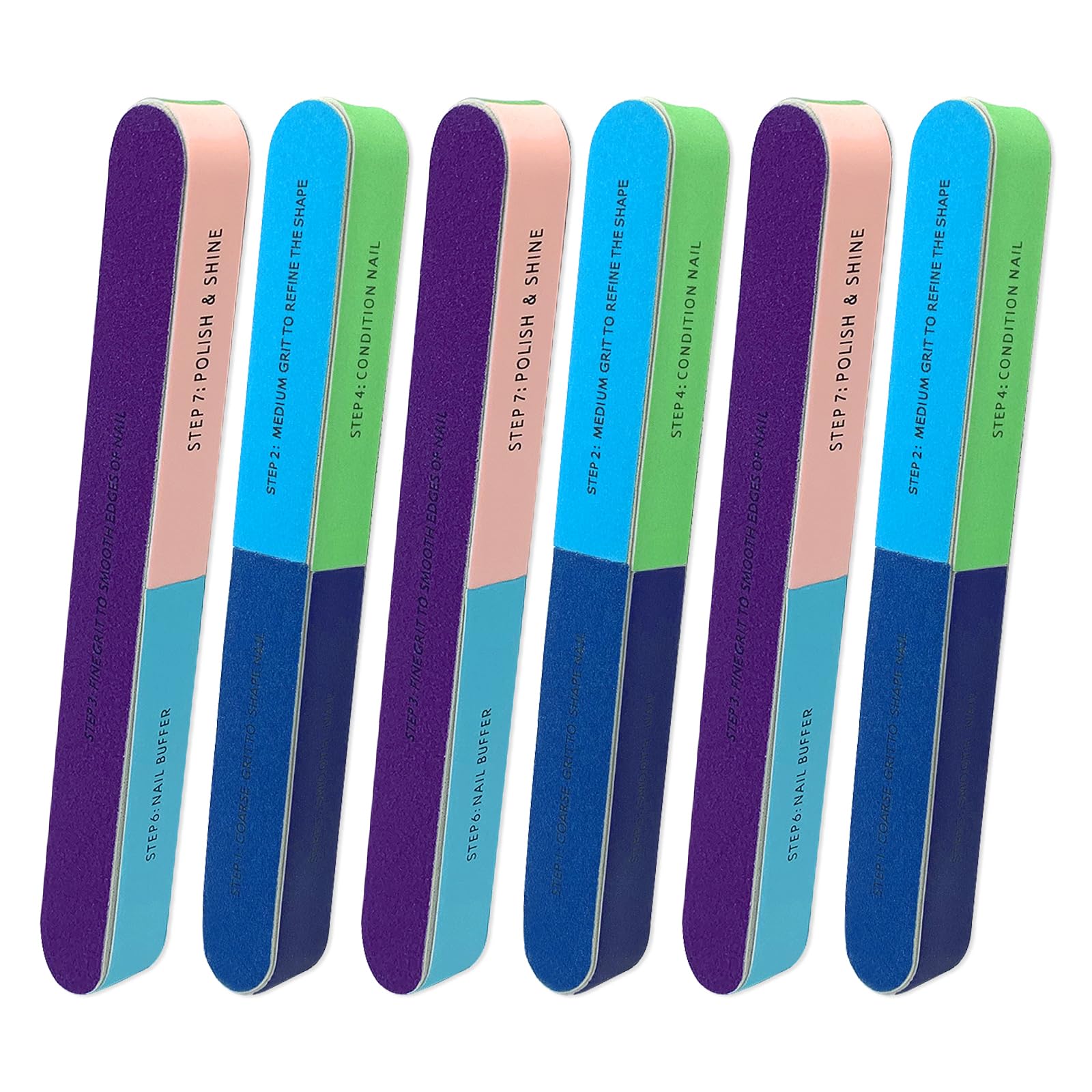 Yamobi 6 pièces Lime à ongles 4 faces pour ongles, lime à polir de haute qualité pour ongles naturels, blocs de polissage pour ongles en gel, limes à ongles lavables pour polir et faire briller
