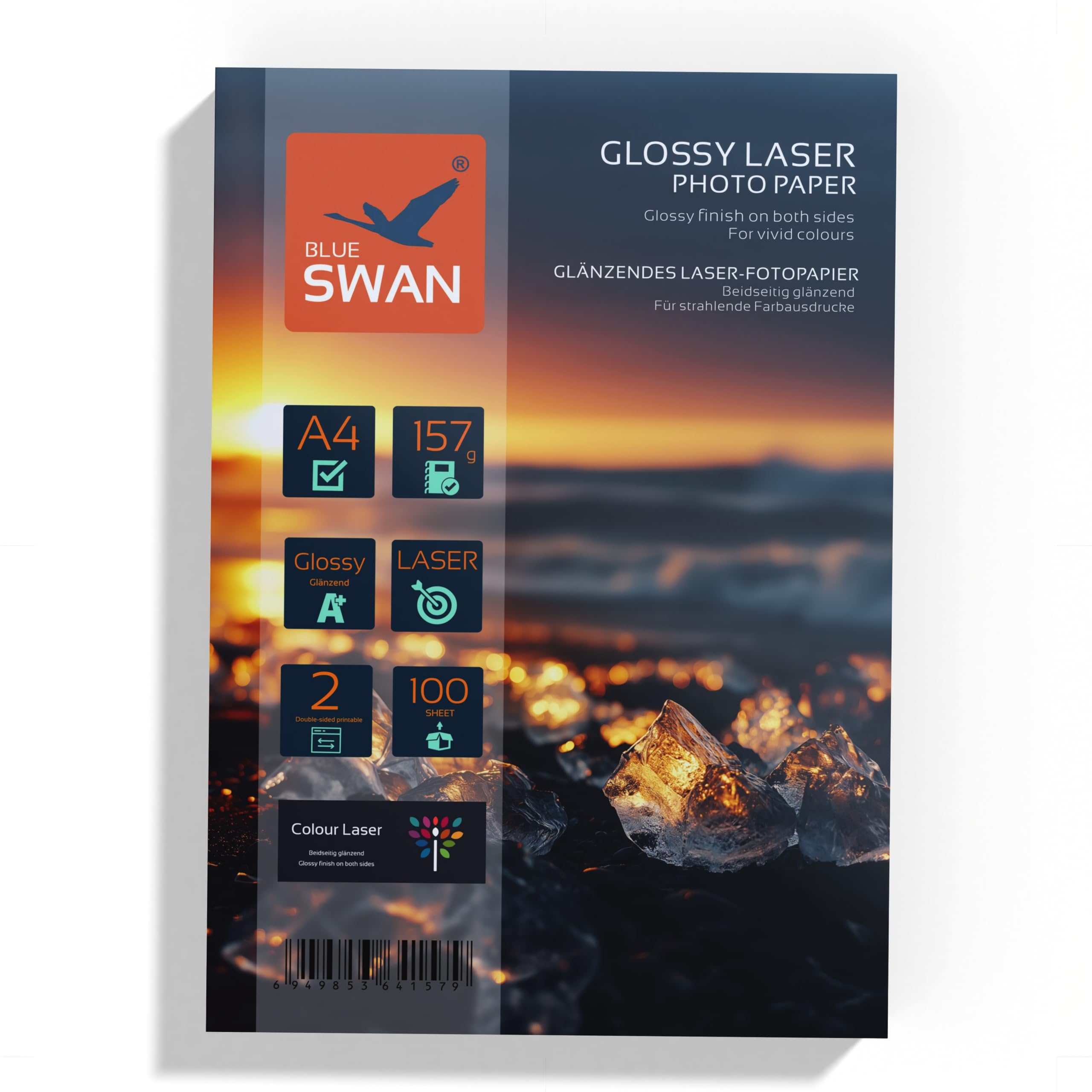 BLUE SWAN Carta Lucida A4 157 g/m² 100 Fogli per Stampanti Laser Doppio Lato Lucido